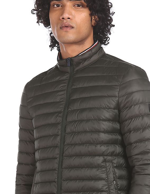 Olive quilted sales jacket