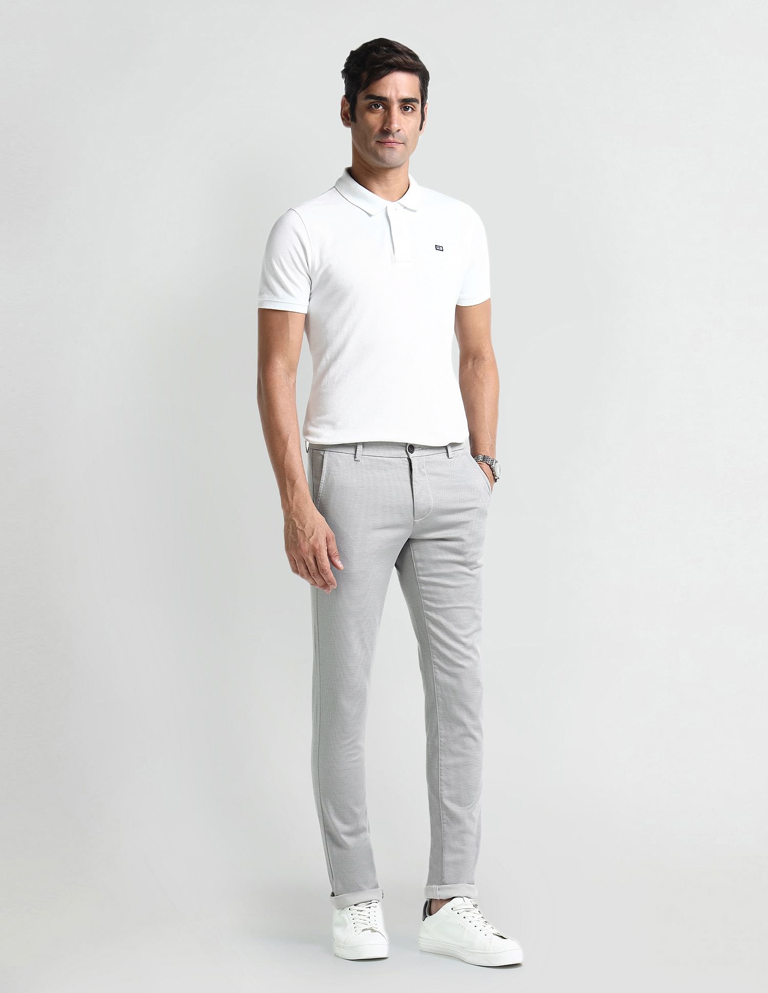 Arrow Sport Slim Fit Geometric Patterned Trousers