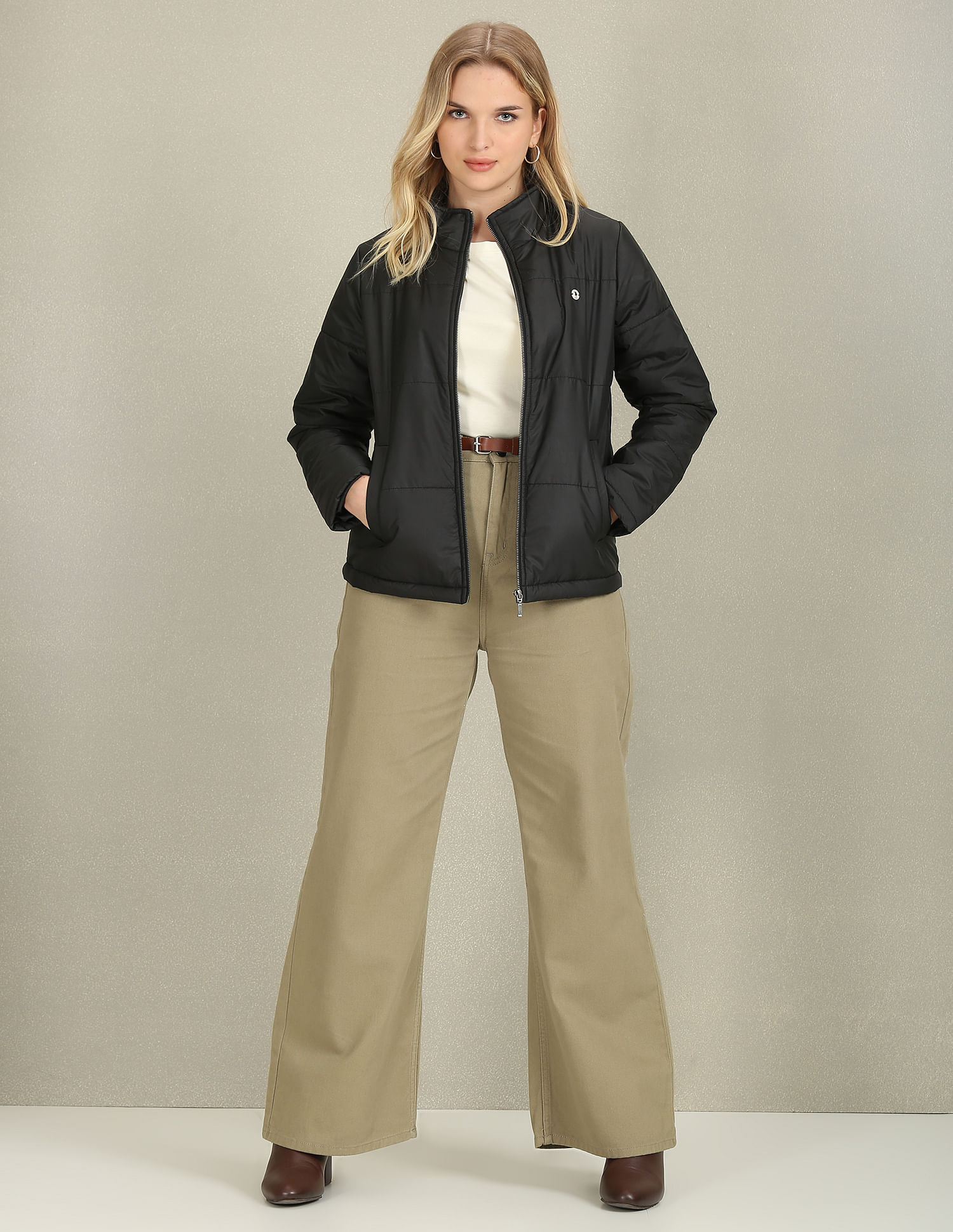 U.S. Polo Assn. Women High Neck Puffer Jacket