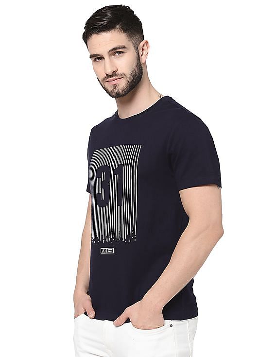AD by Arvind Crew Neck Graphic Print T-Shirt
