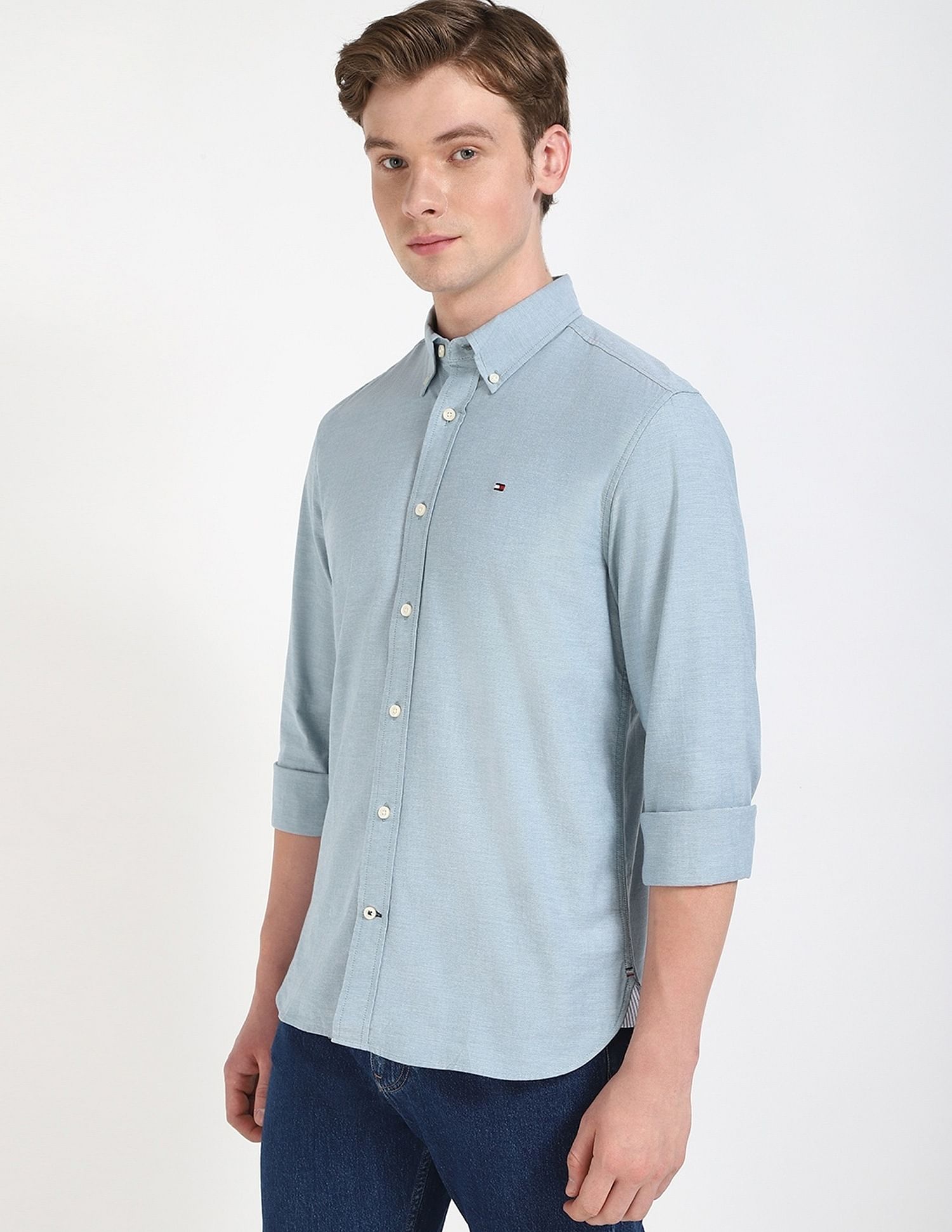Tommy Hilfiger Solid Regular-Fit Cotton Shirt