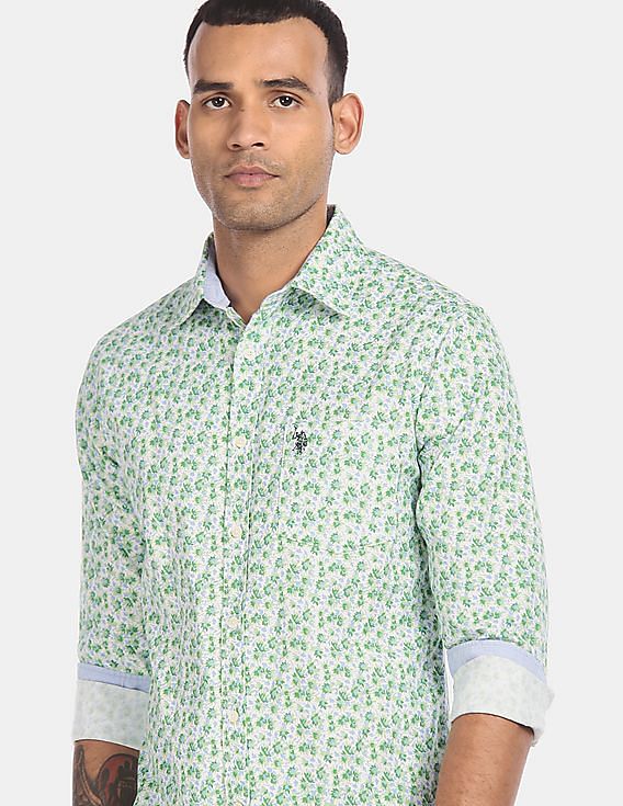 U.S. Polo Assn. Spread Collar Cotton Printed Casual Shirt