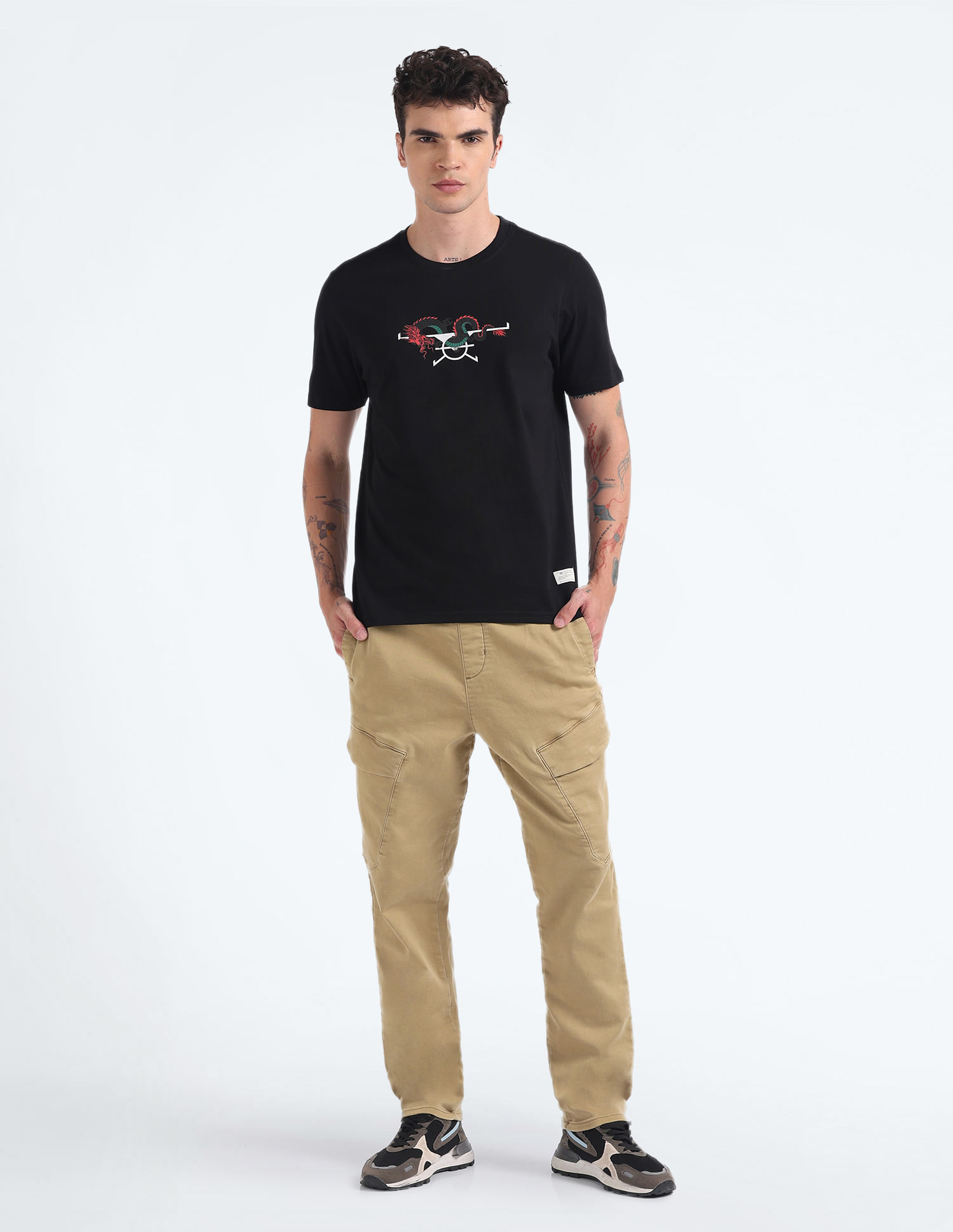 Flying Machine Dragon Logo Cotton T-Shirt