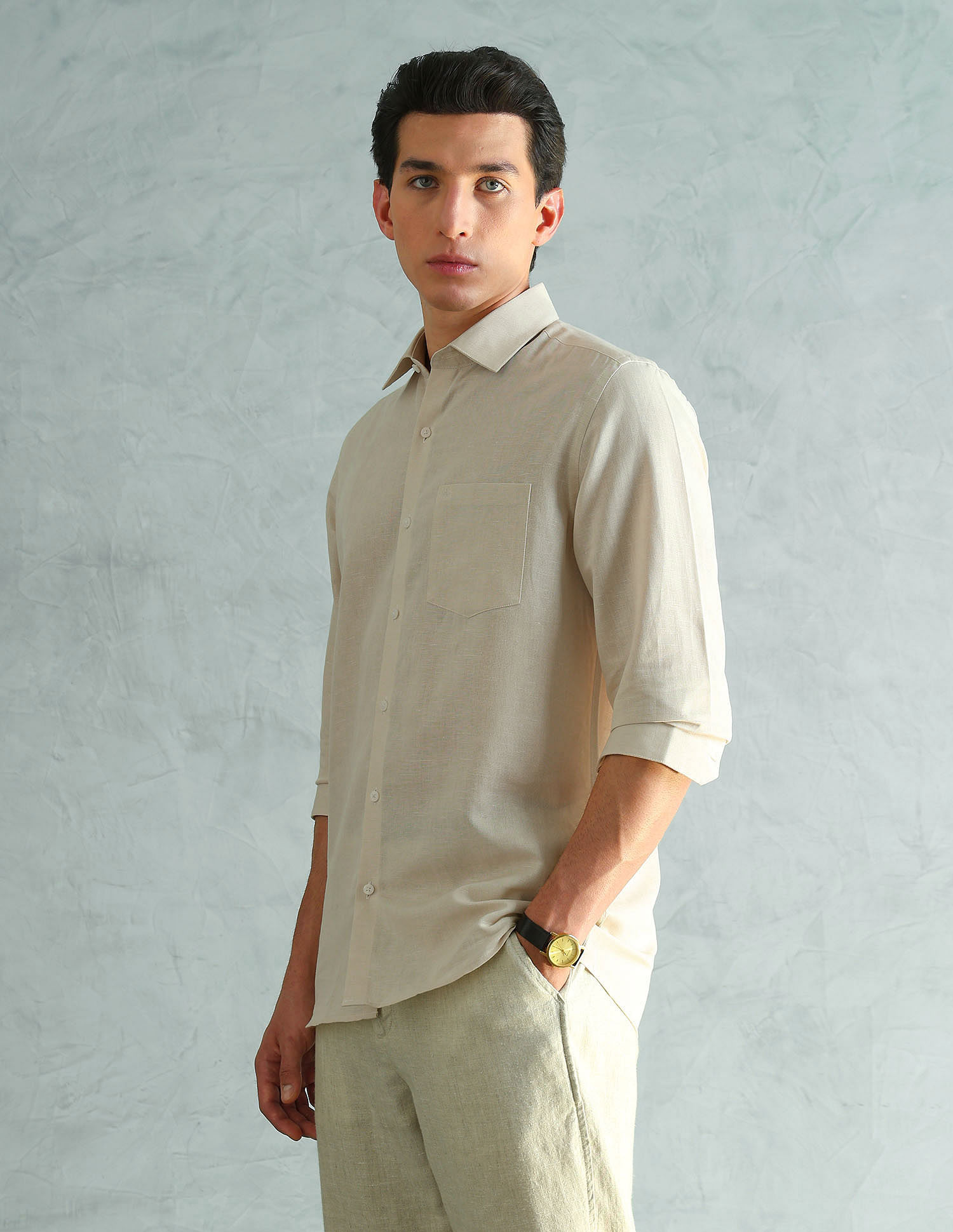 Arrow Cotton Linen Slim Fit Shirt