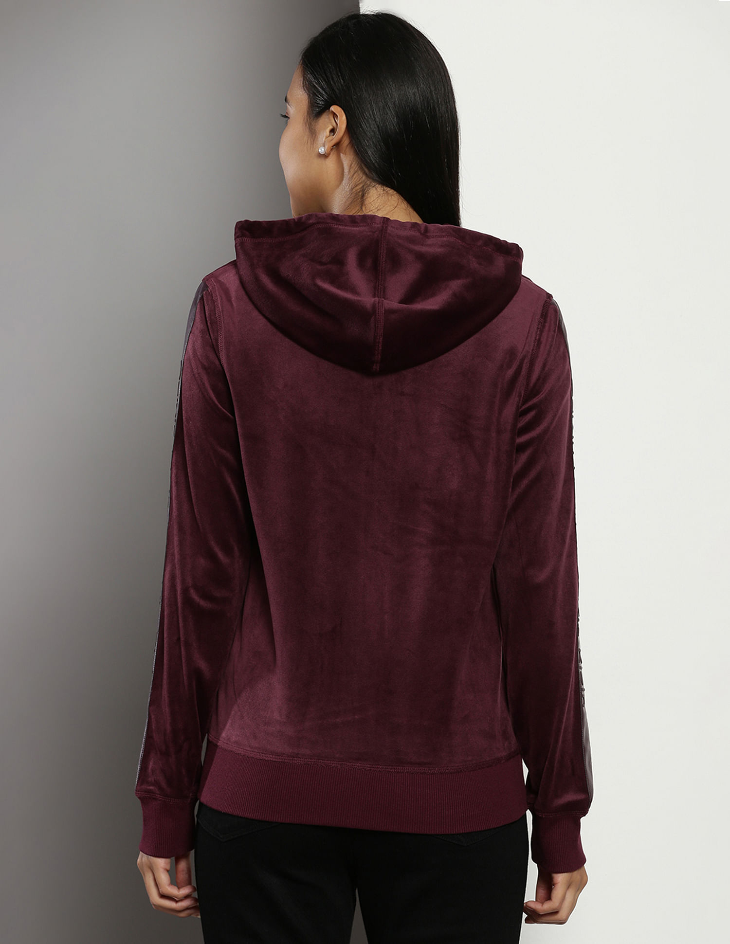 Calvin Klein Brand Tape Solid Hooded Sweatshirt