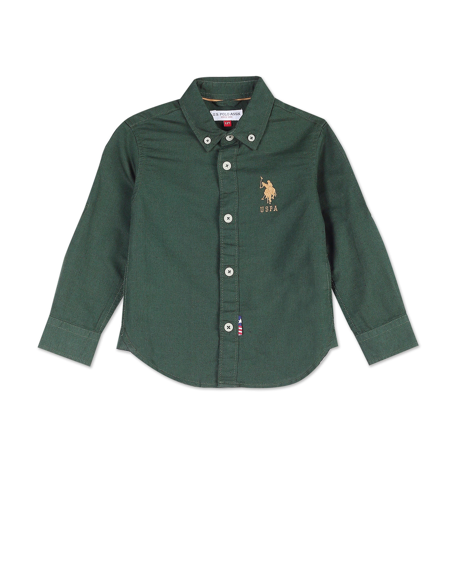 U.S. Polo Assn. Kids Boys Cotton Linen Solid Shirt