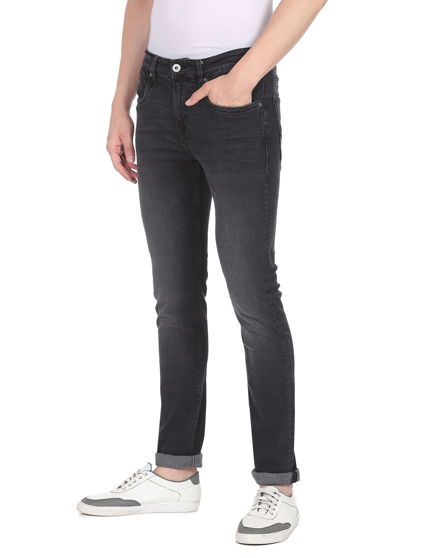AD by Arvind Stone Wash Slim Fit Stretch Jeans