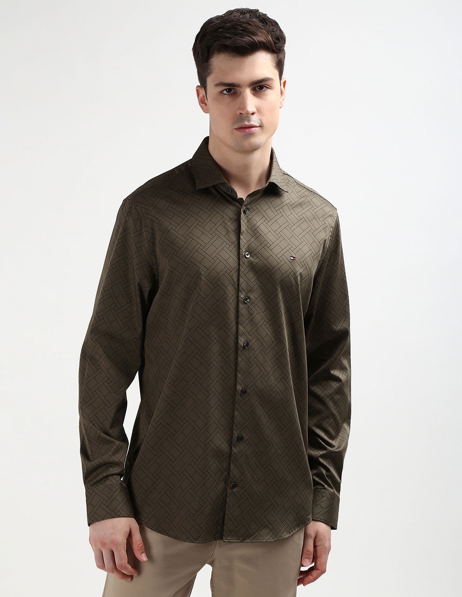 Tommy Hilfiger Spread Collar Brand Monogram Shirt
