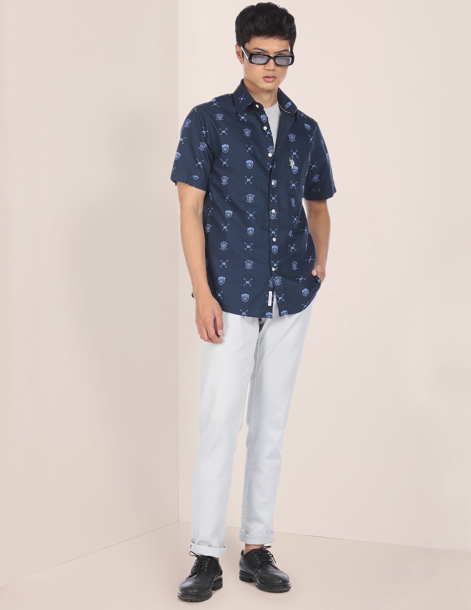 U.S. Polo Assn. Spread Collar Printed Casual Shirt