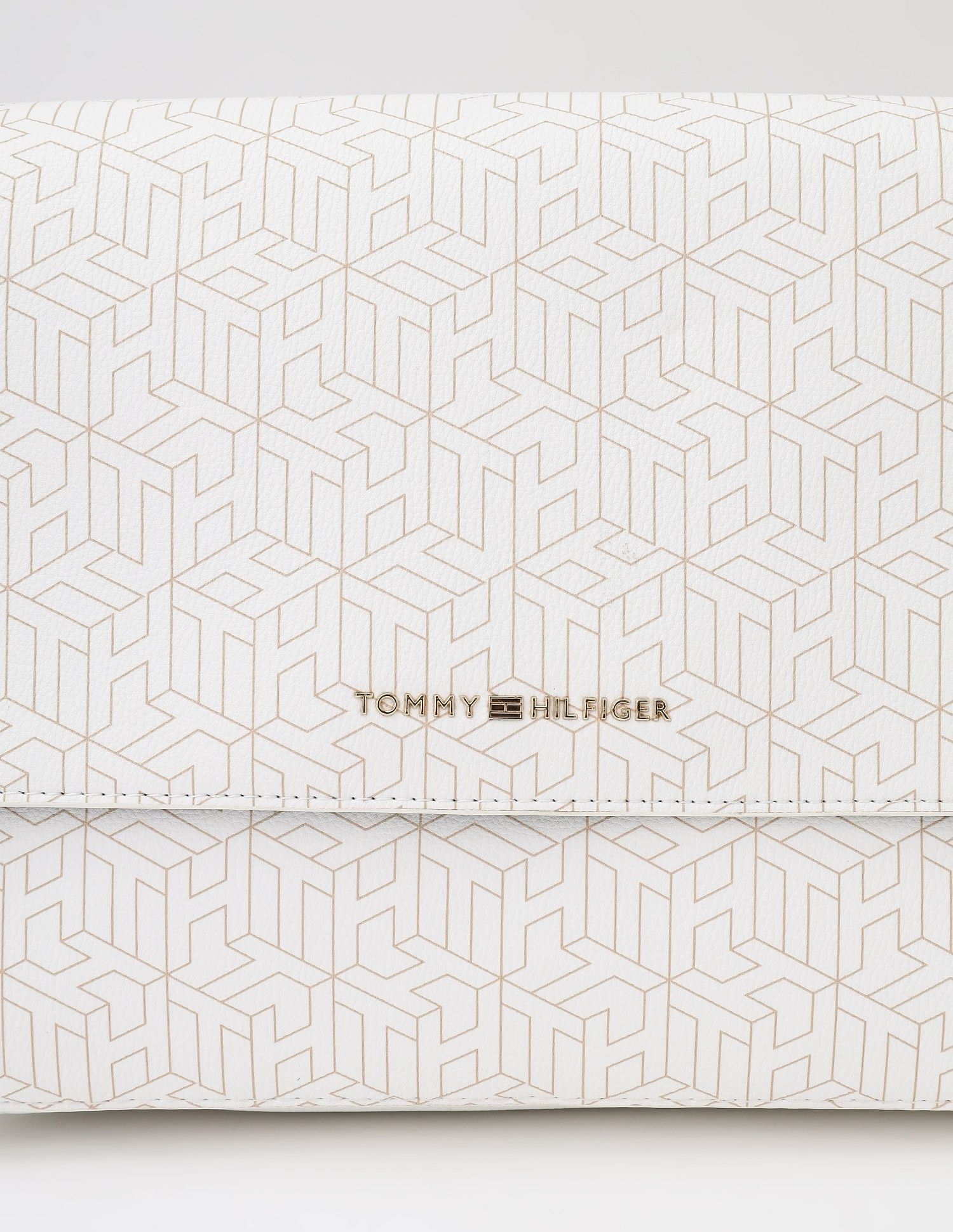 Tommy Hilfiger Logo Beige Pu Hand Bag