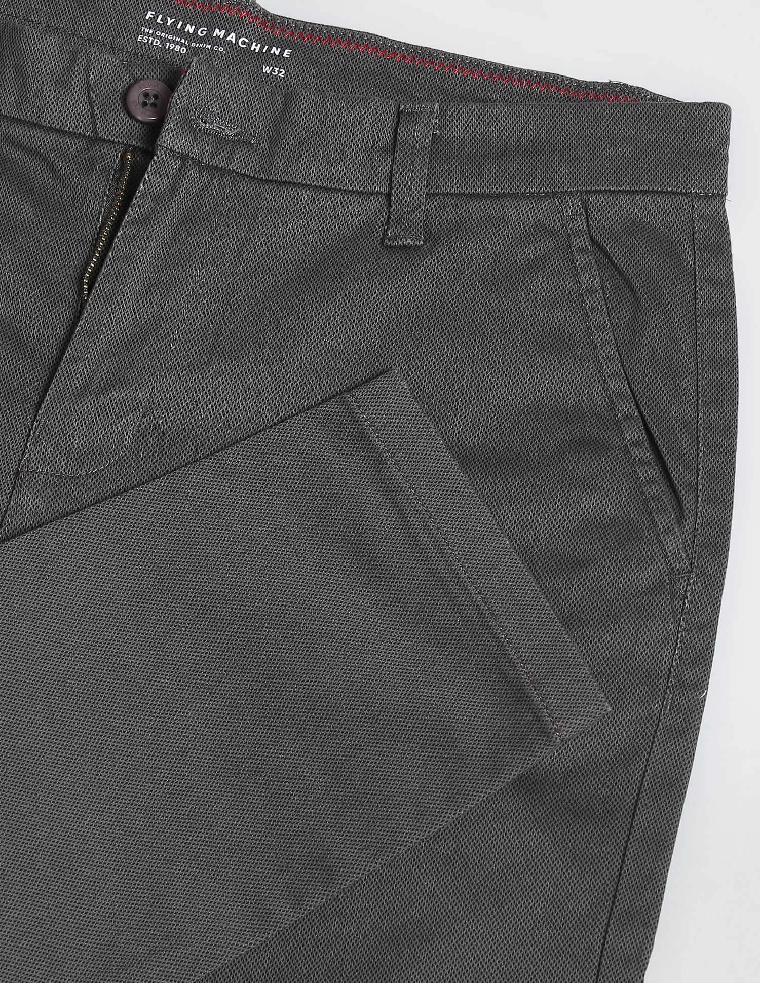 Flying Machine Twill Geometric Print Trousers
