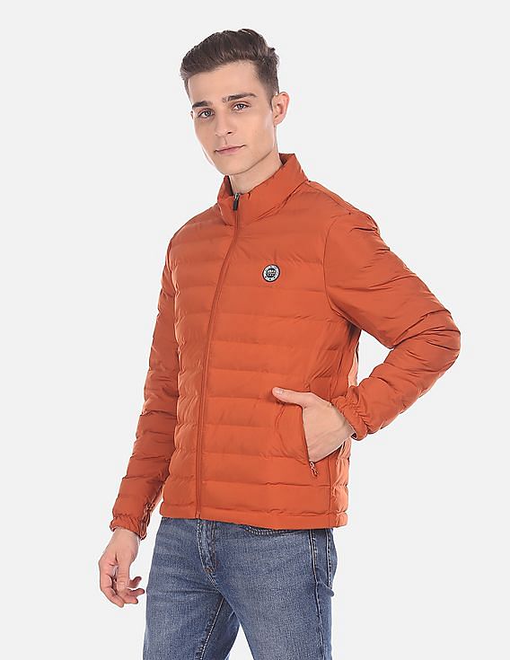 U.S. Polo Assn. Men Orange Zip Up Quilted Jacket