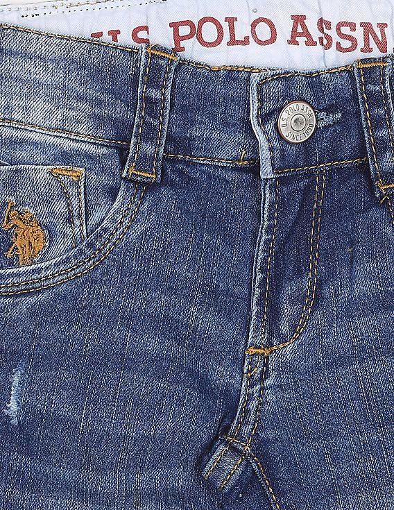 U.S. Polo Assn. Kids Boys Lightly Distressed Regallo Skinny Fit Jeans