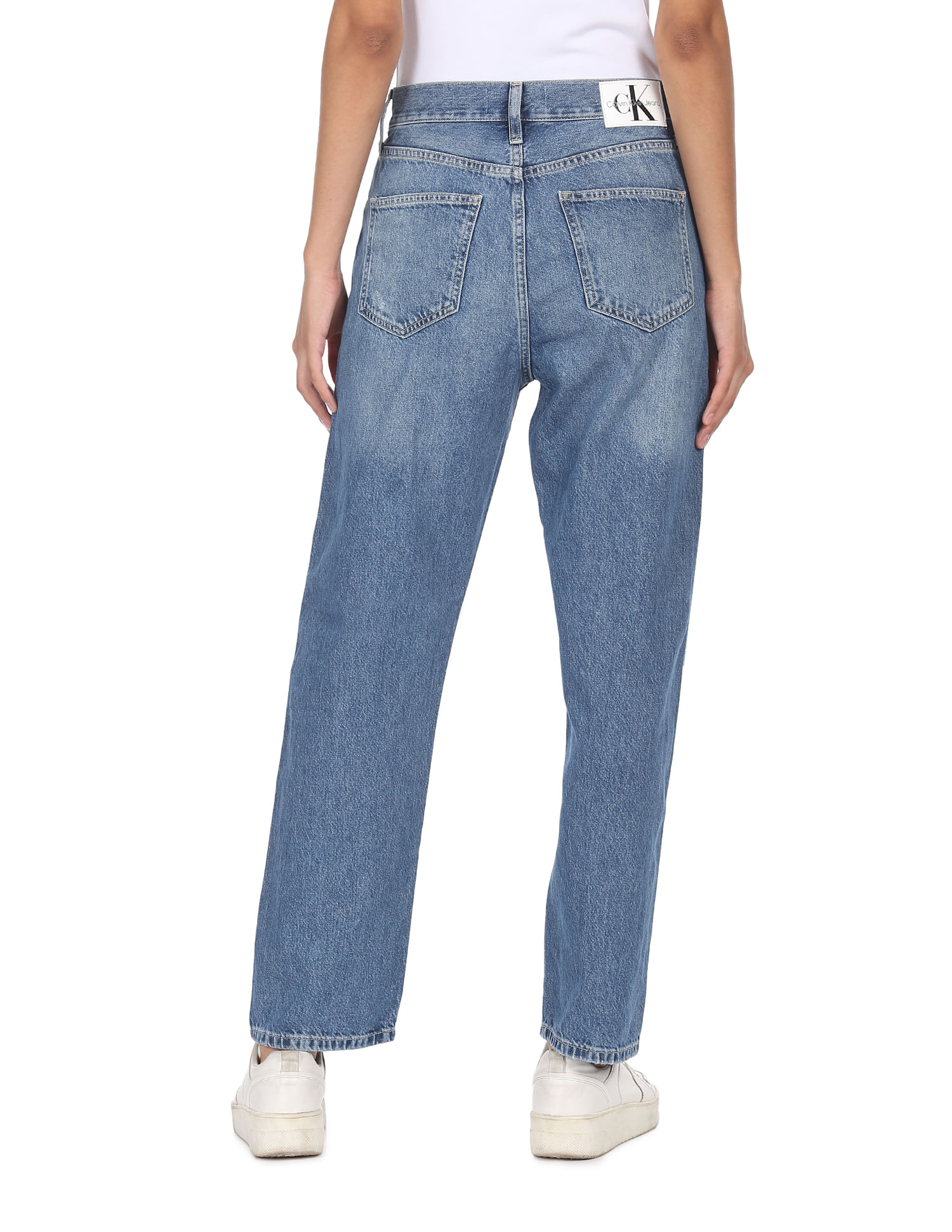 Buy Calvin Klein Jeans Women Dark Blue High Rise Straight Ankle