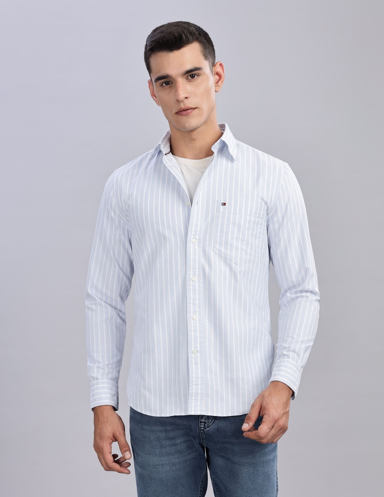 Tommy Hilfiger Vertical Stripes Regular-Fit Oxford Woven Shirt