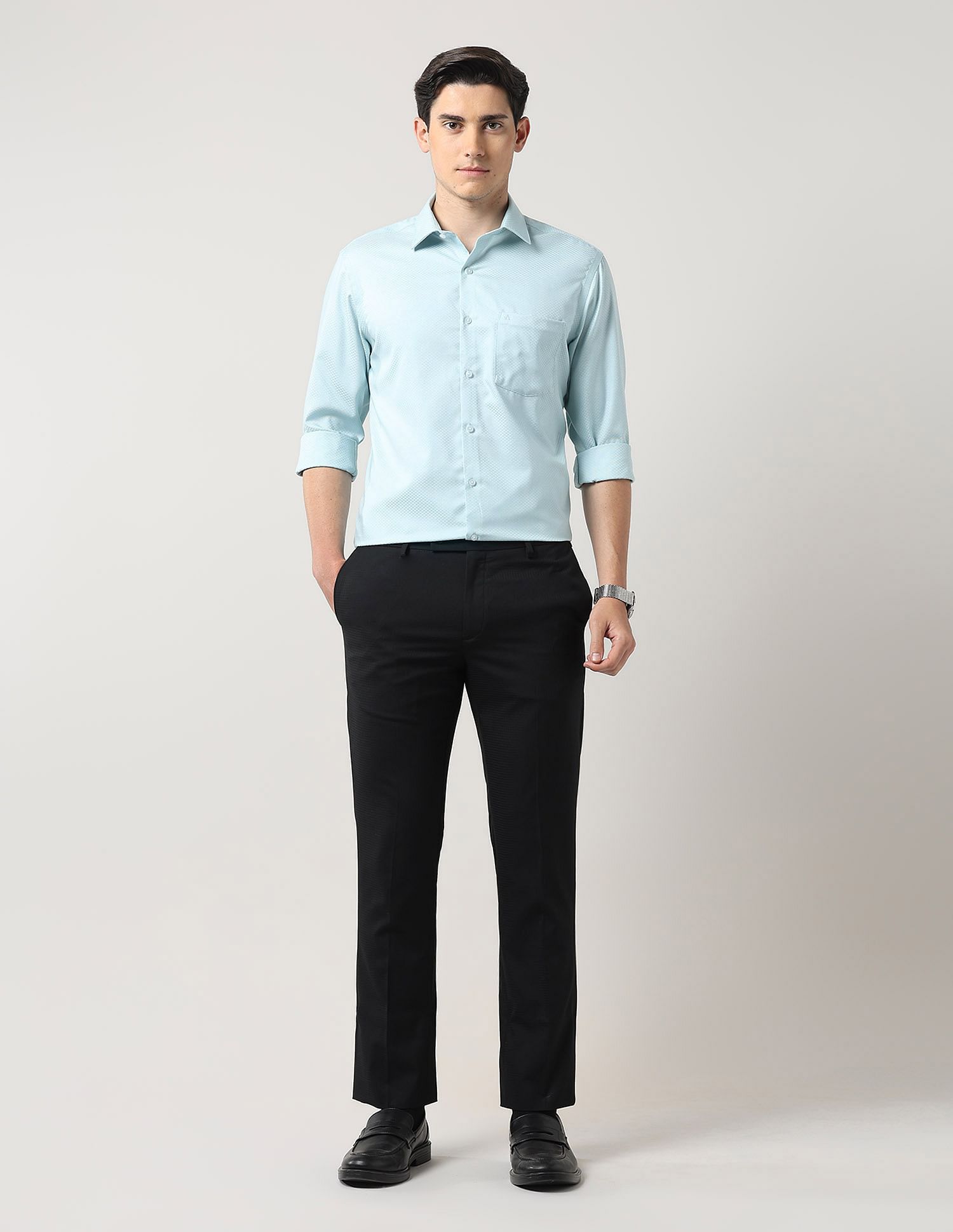 Arrow Textured Cotton Autopress Shirt