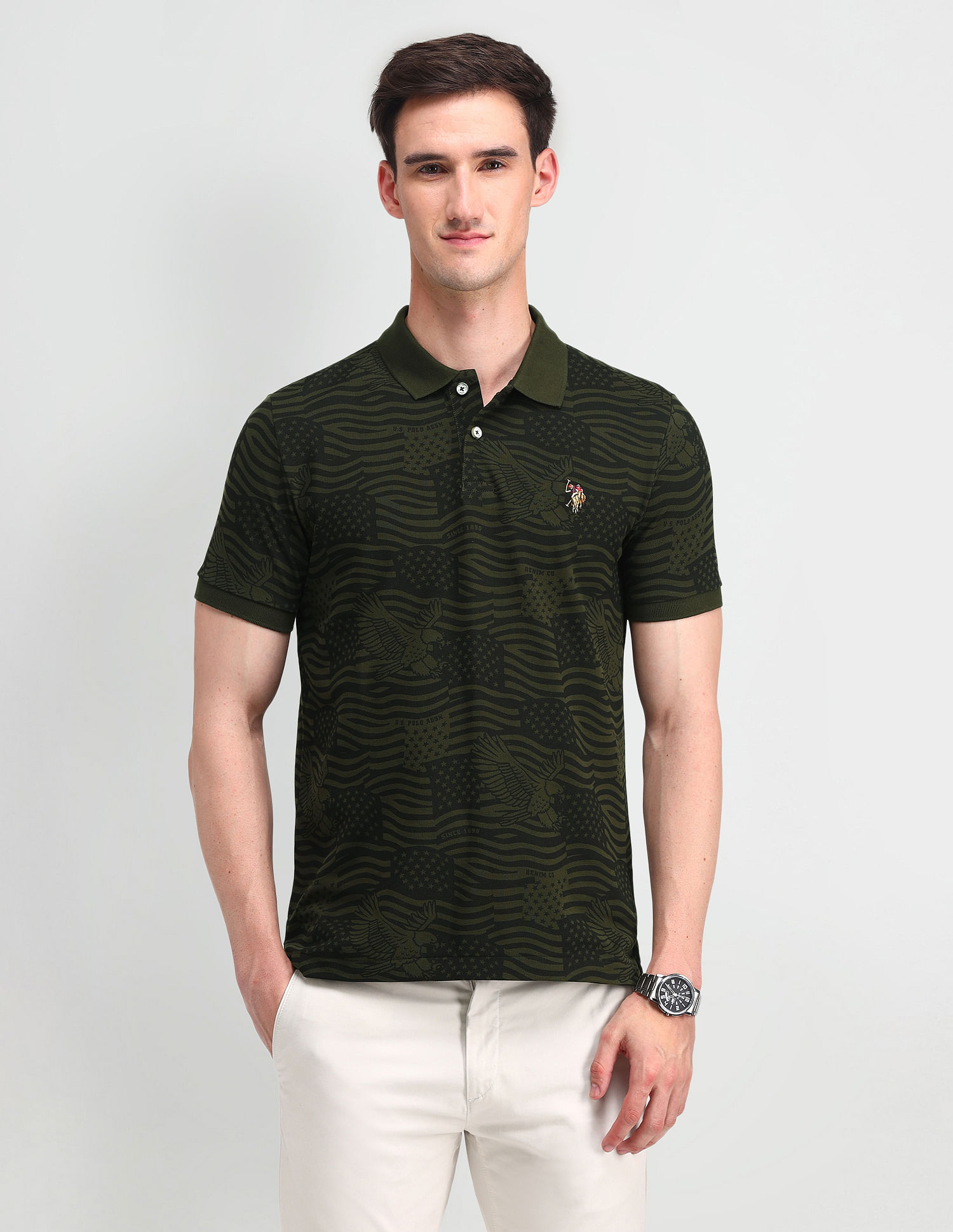U.S. Polo Assn. Denim Co. Muscle Fit Printed Polo Shirt