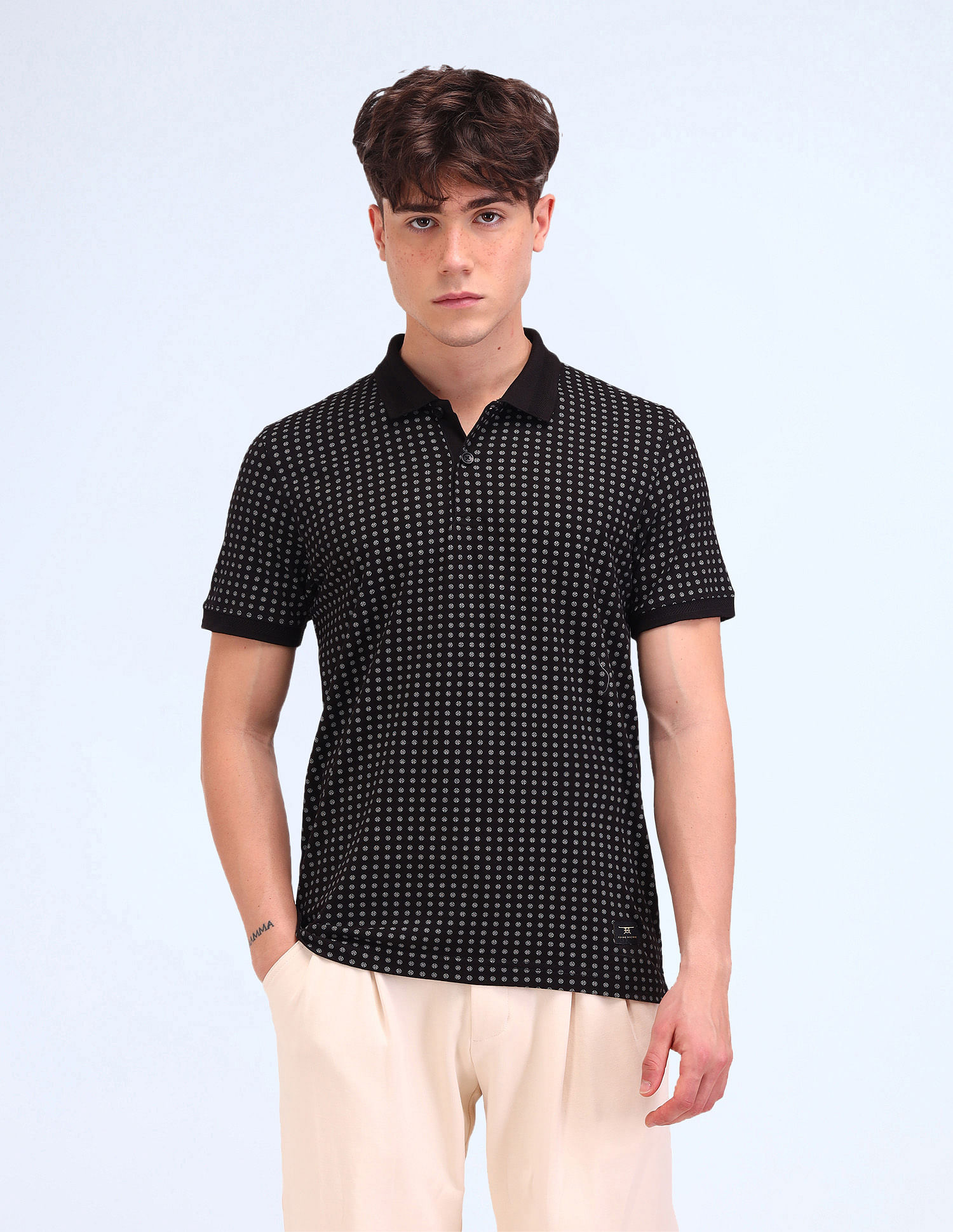Flying Machine Geometric Regular Fit Polo Shirt