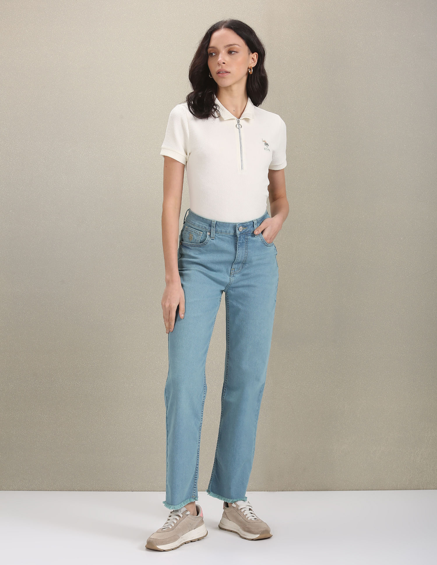 U.S. Polo Assn. Women High Rise Straight Fit Jeans