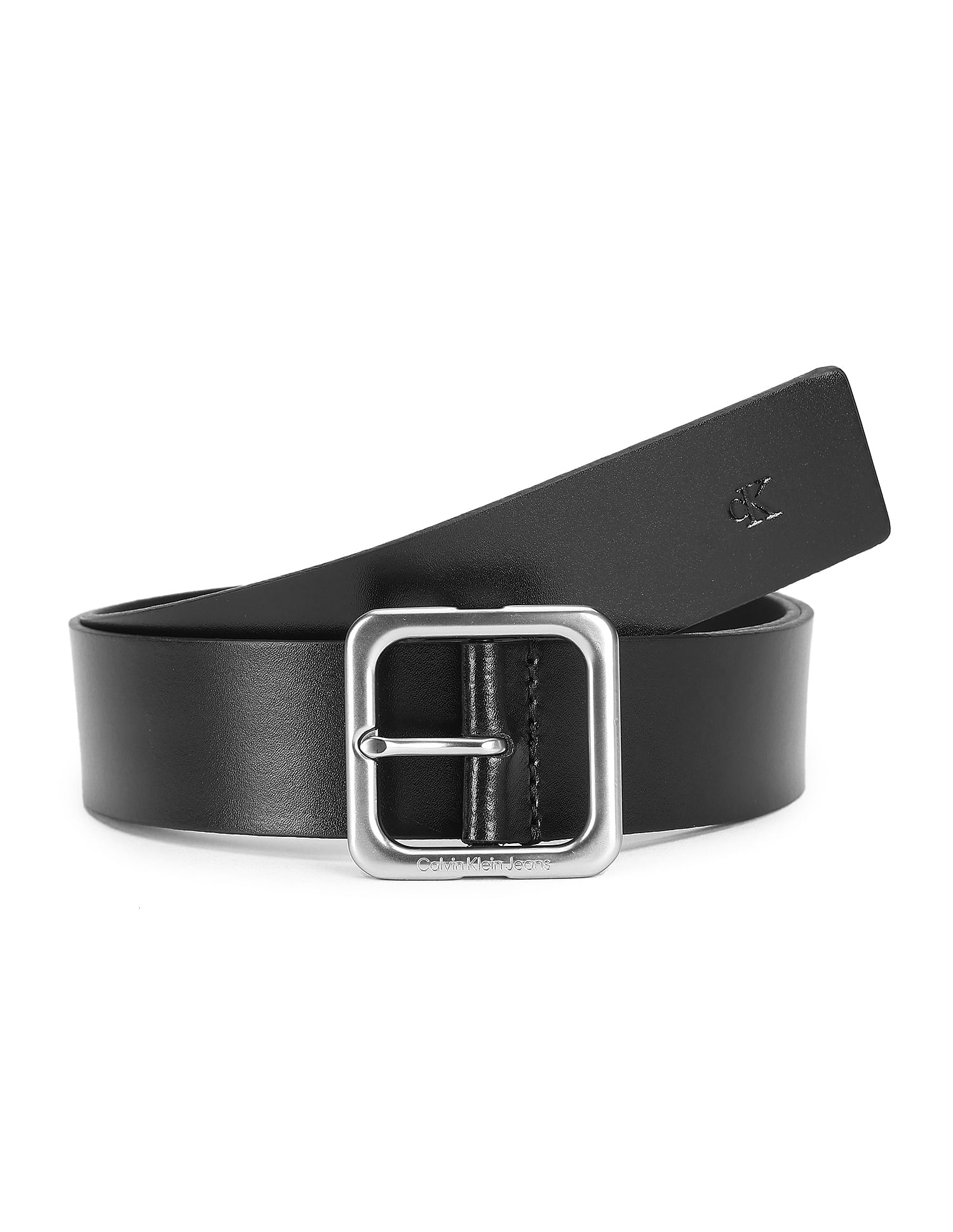 Buy Calvin Klein Solid Leather Square Pin Buckle Belt - NNNOW.com