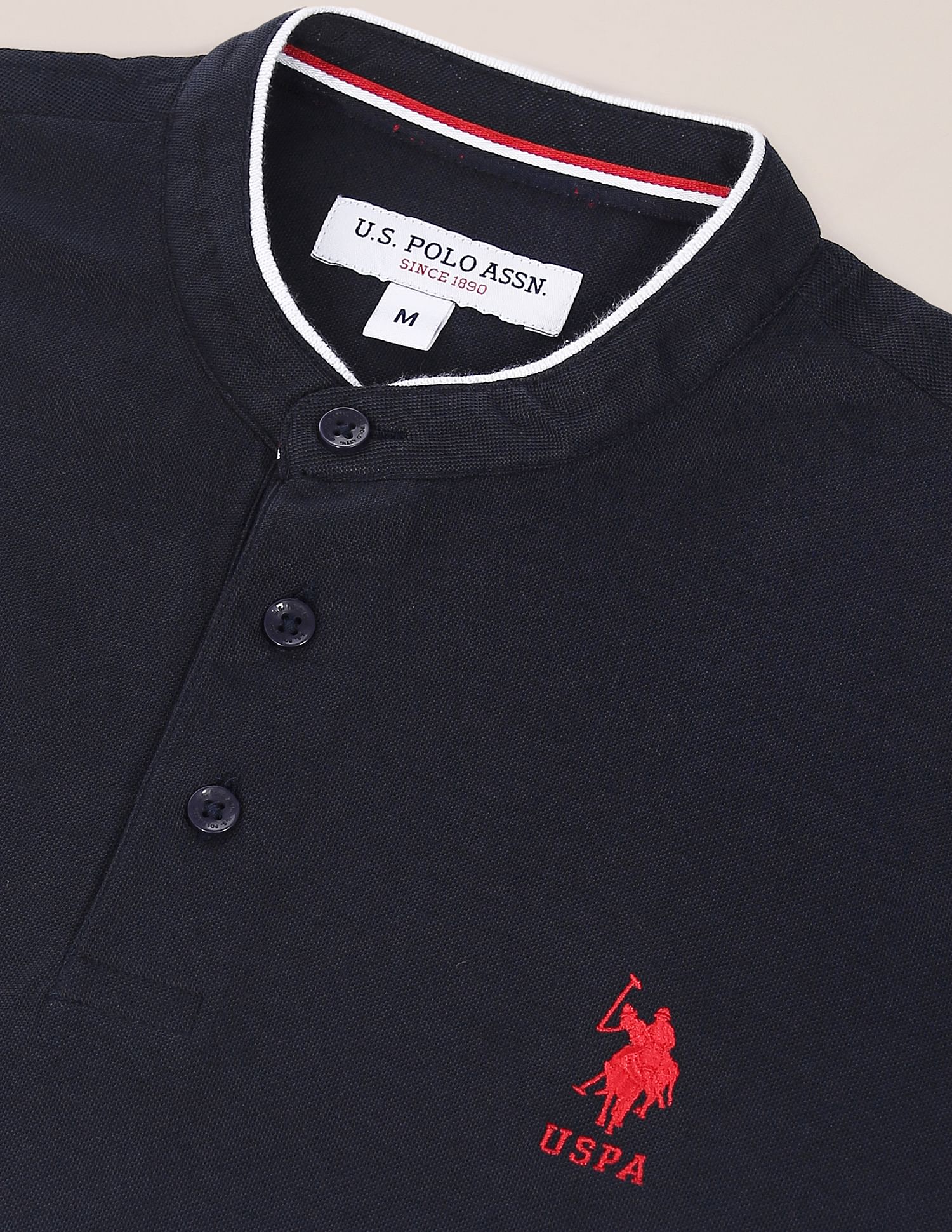 Buy U.S. Polo Assn. Mandarin Collar Brand Logo Polo Shirt NNNOW