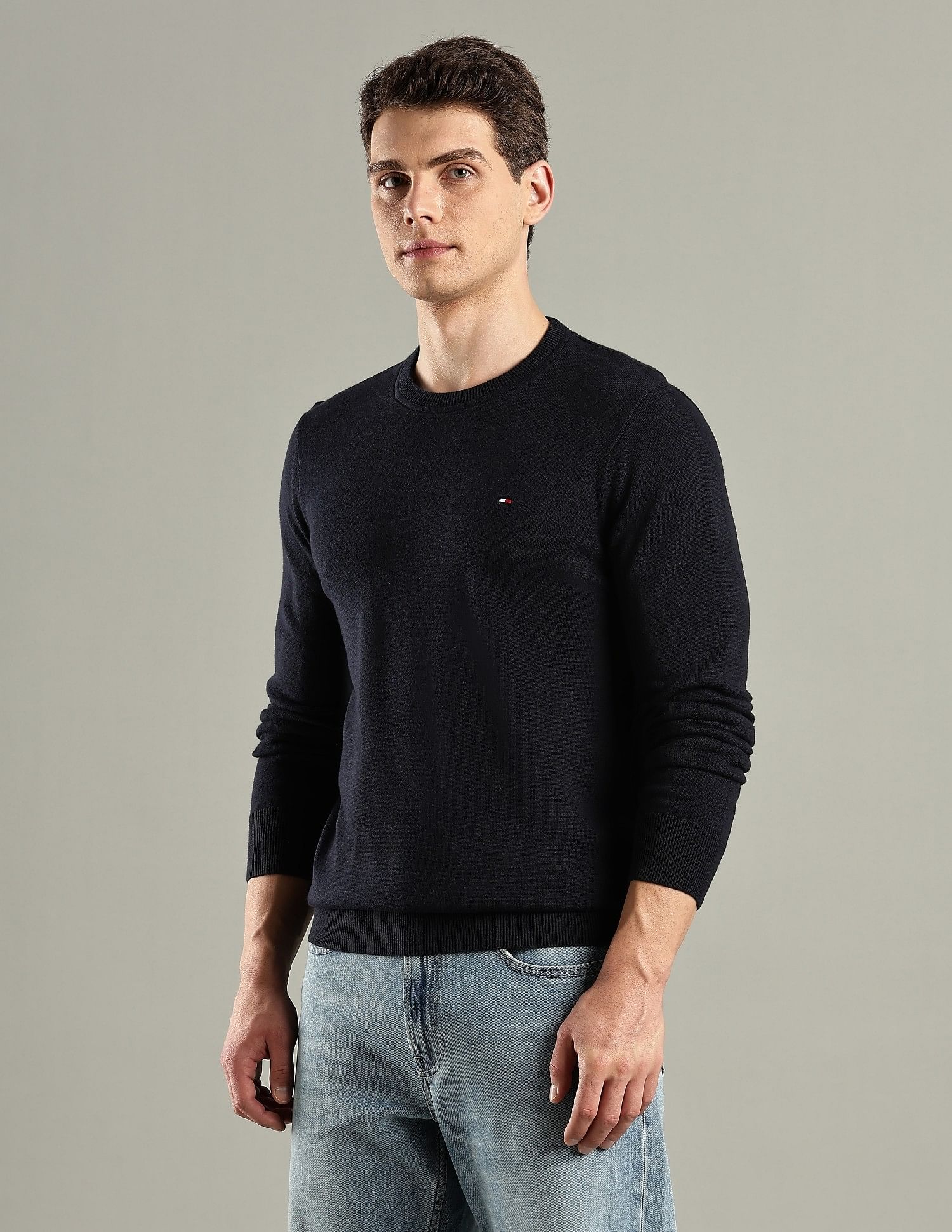Tommy Hilfiger Solid Regular-Fit Cotton Sweater