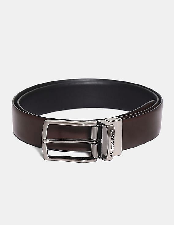 U.S. Polo Assn. Black And Brown Metallic Buckle Reversible Belt