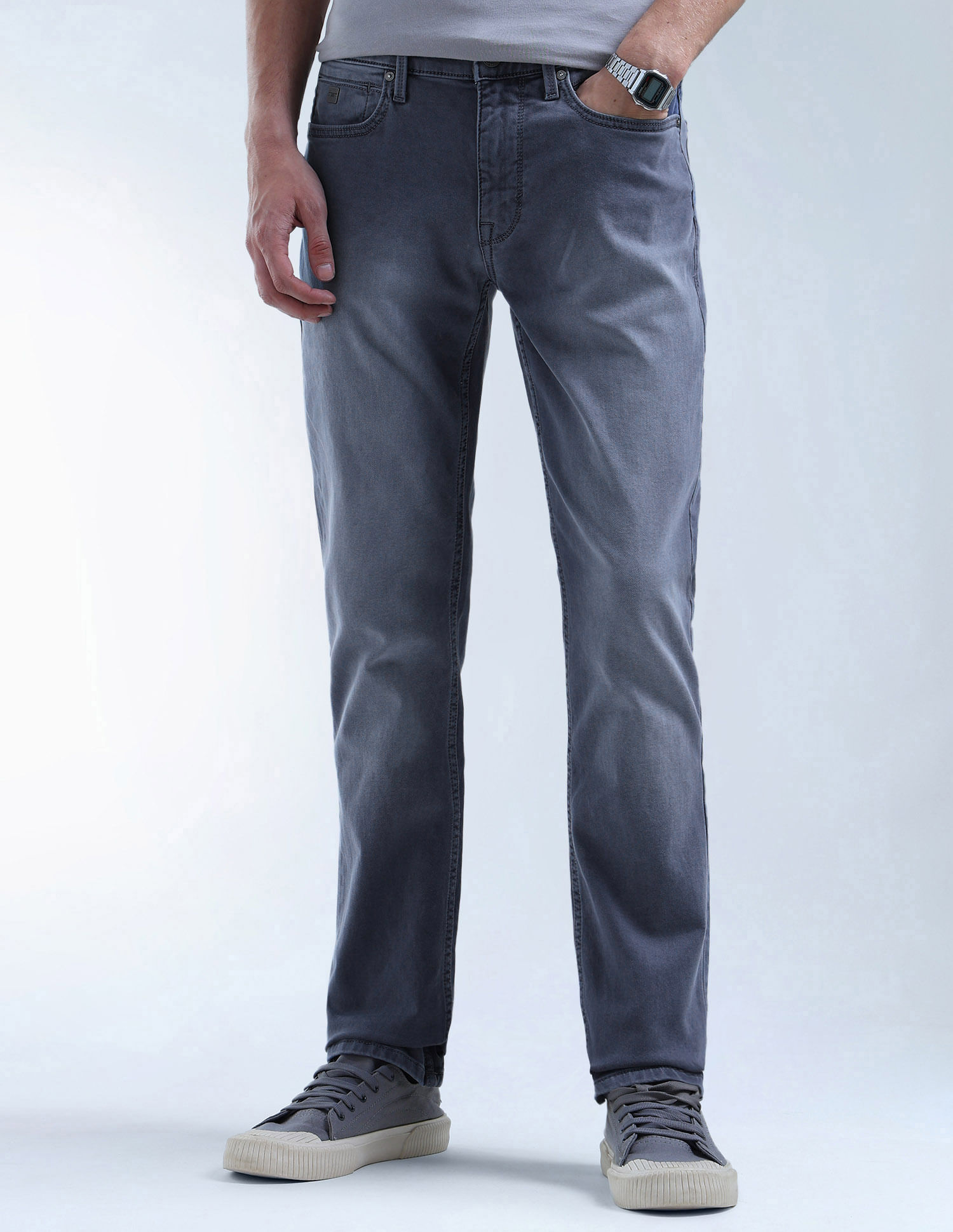 Flying Machine Freddie Slim Straight Fit Stone Washed Jeans
