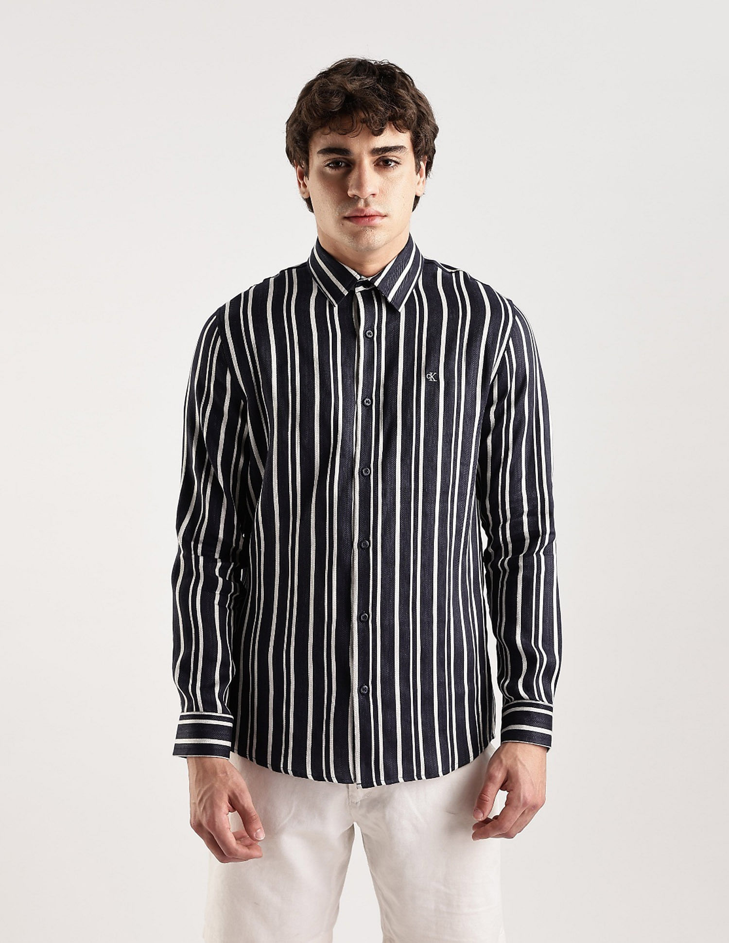 Calvin Klein Jeans Vertical Stripes Slim Fit Woven Shirt