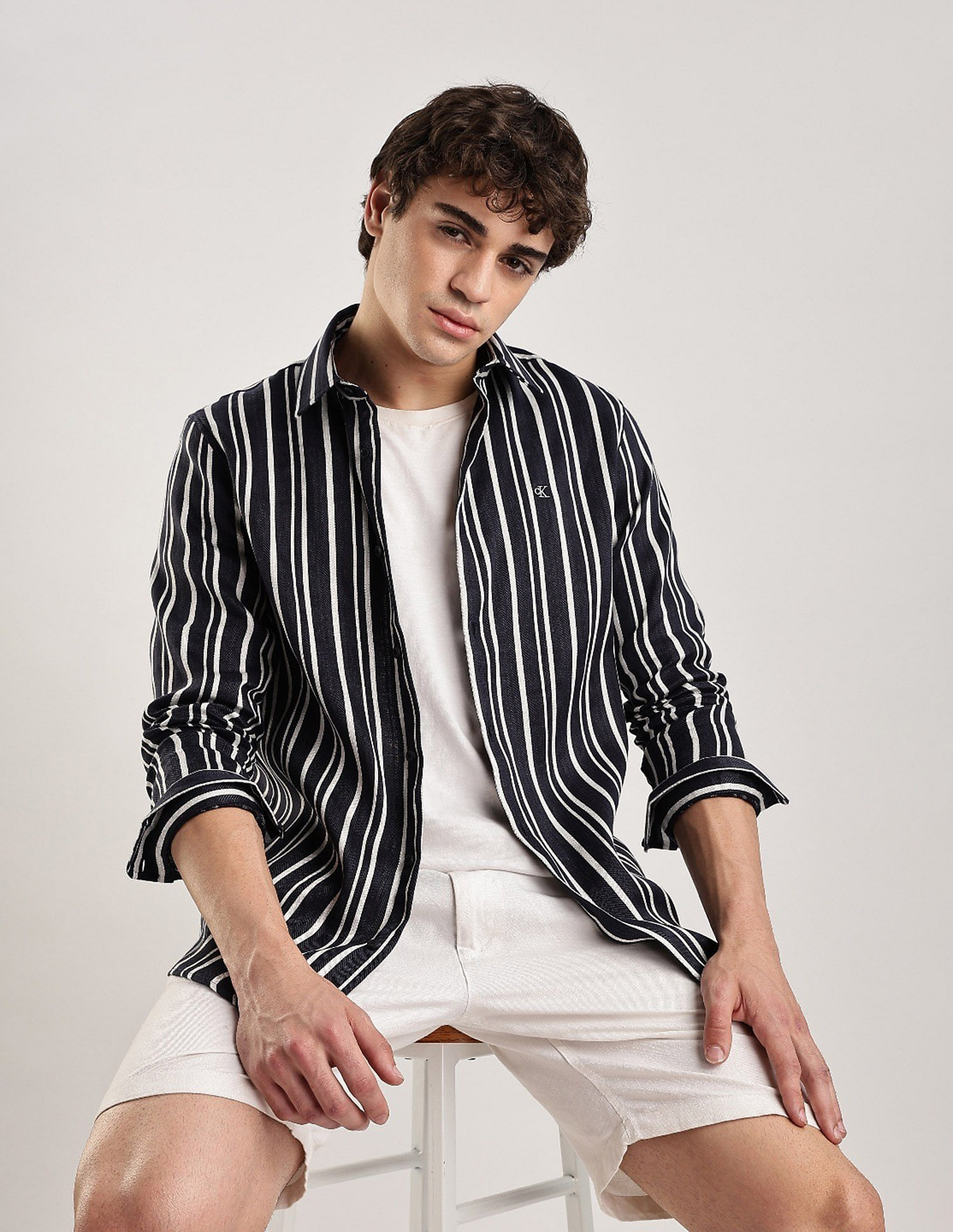 Calvin Klein Jeans Vertical Stripes Slim Fit Woven Shirt