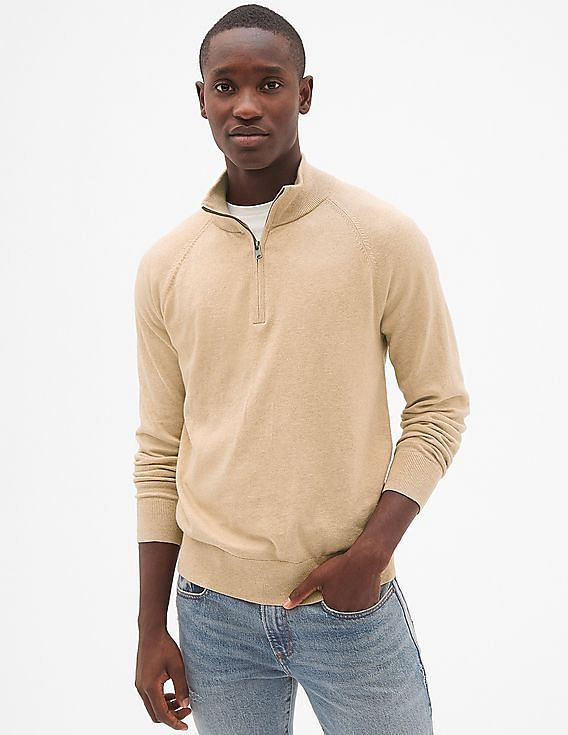 Half zip discount mock neck sweater