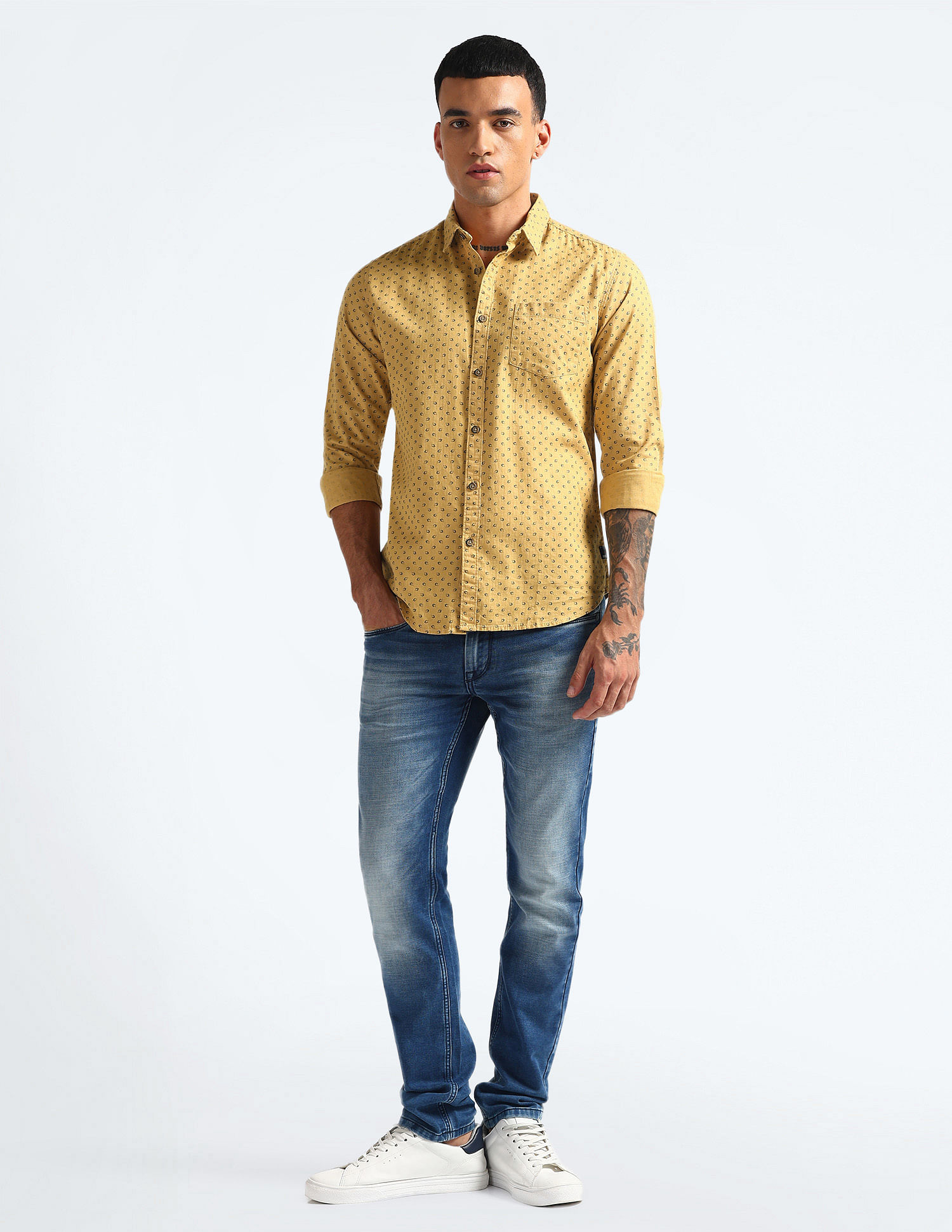Flying Machine All-Over Print Pure Cotton Shirt