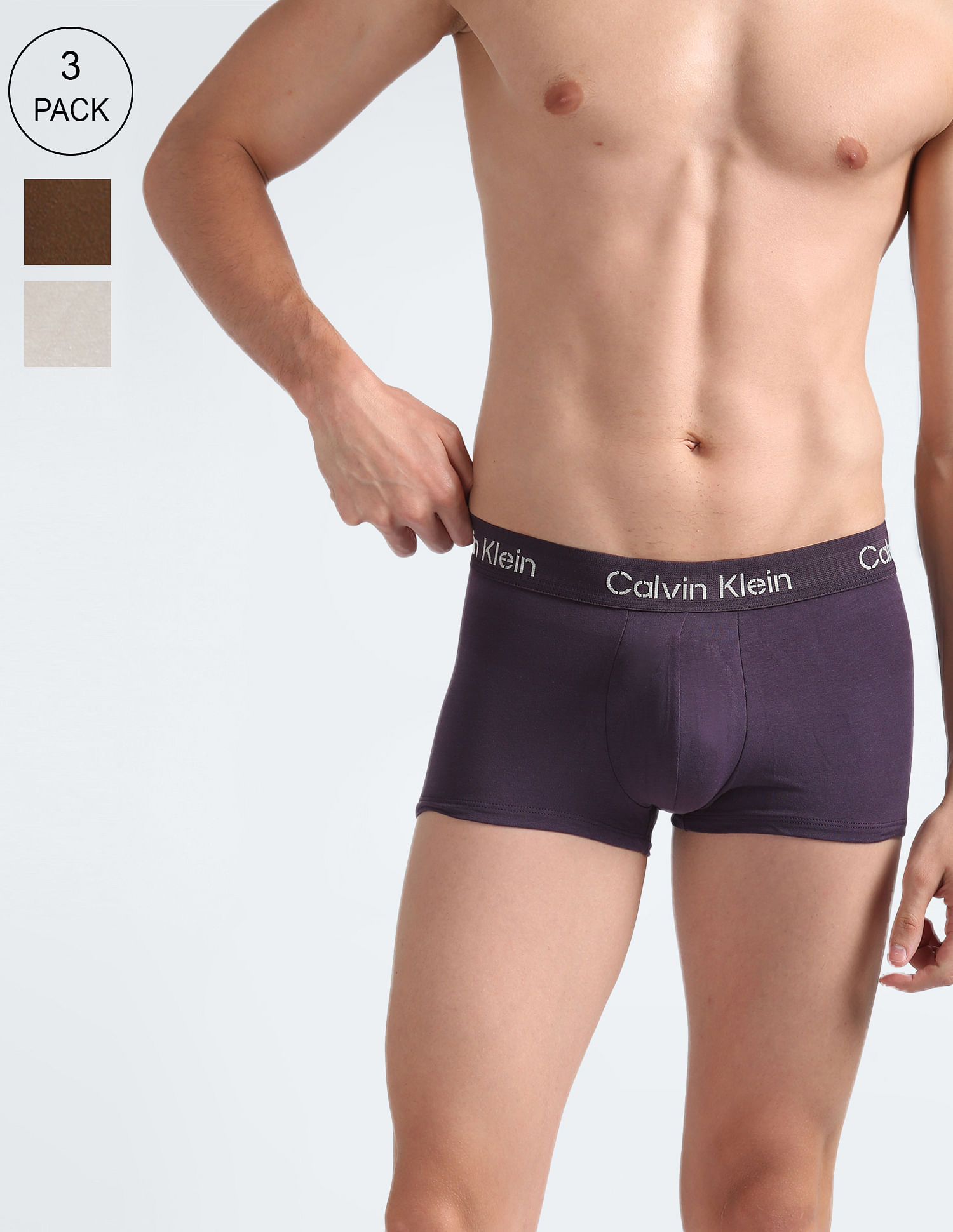 Buy Calvin Klein Underwear Low Rise Solid Trunks - Pack Of 3