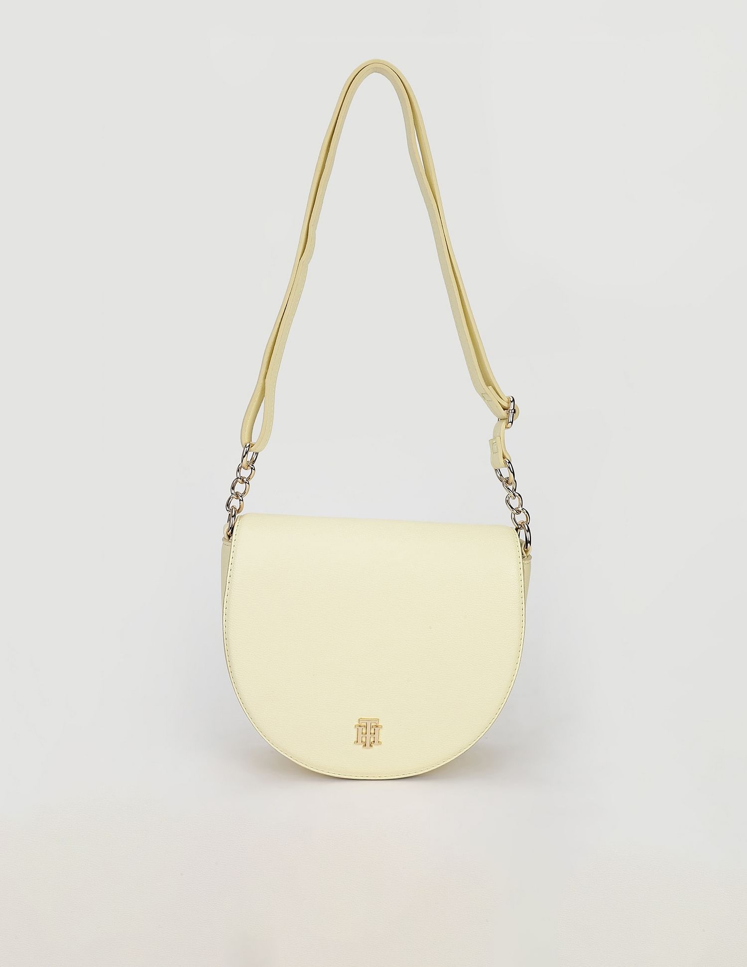 Tommy Hilfiger Solid Yellow PU Sling Bags