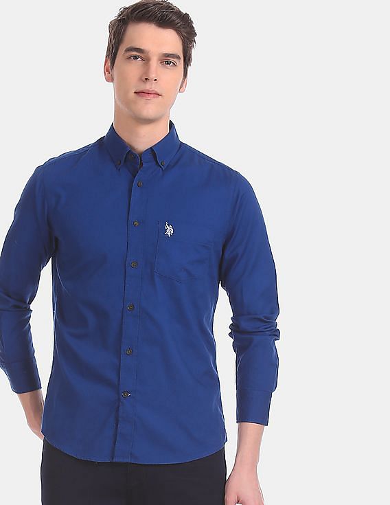 U.S. Polo Assn. Button Down Collar Solid Casual Shirt