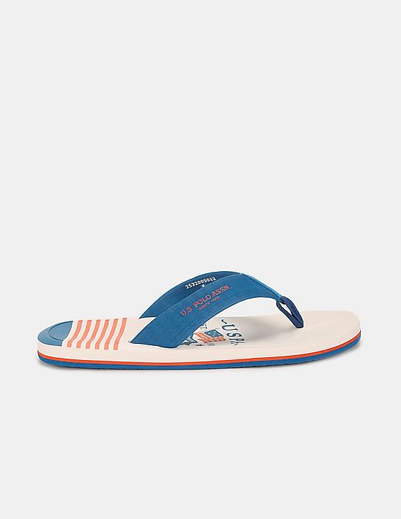 U.S. Polo Assn. Men V-Strap Striped Leon Flip Flops