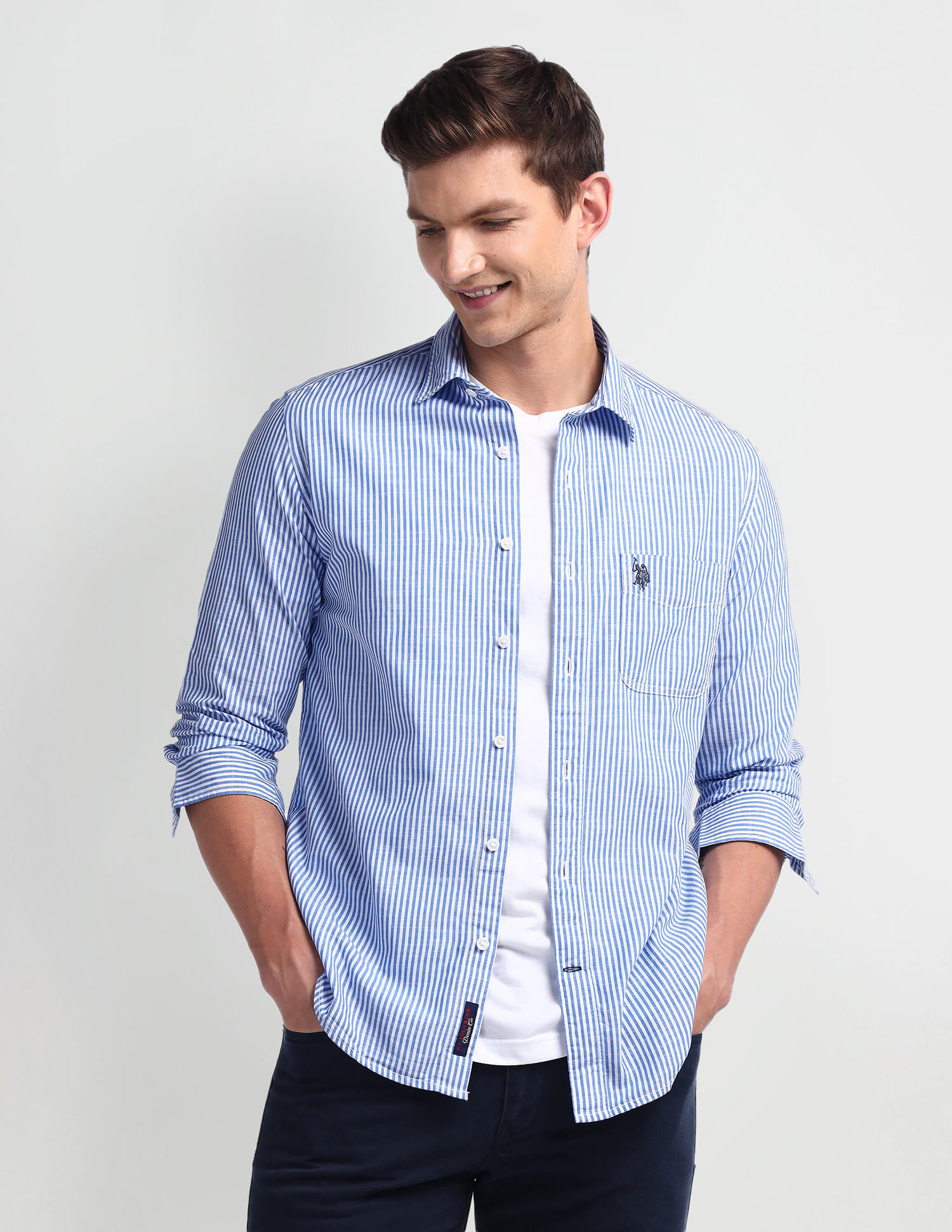 Buy U.S. Polo Assn. Denim Co. Vertical Stripe Slim Fit Shirt