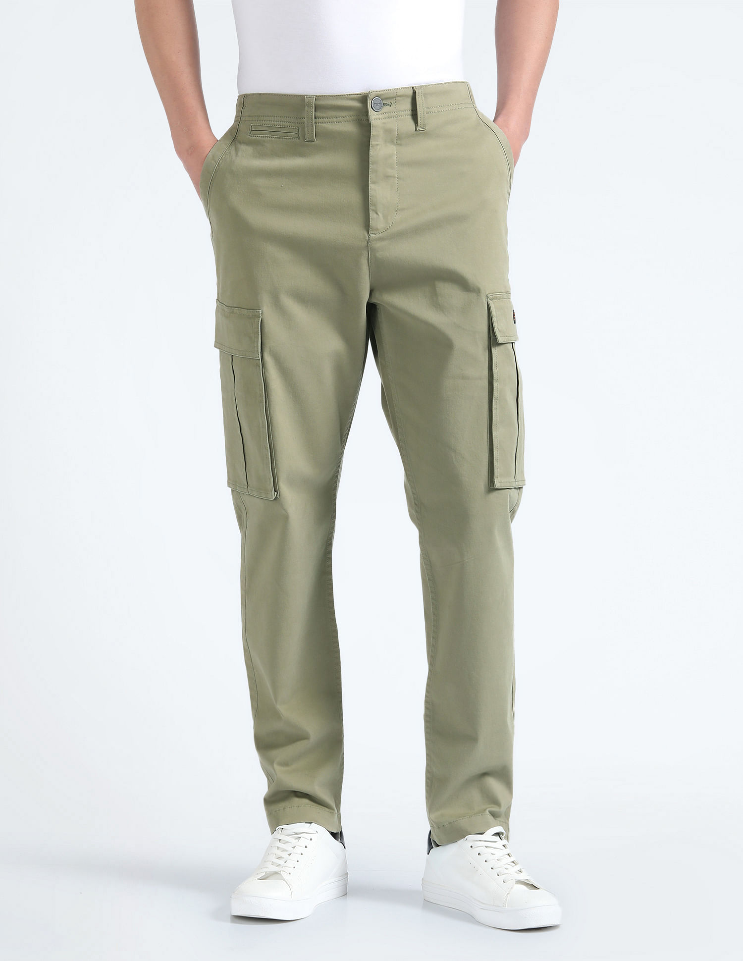Buy Flying Machine Men Olive Green Slim Fit Solid Cargos - Trousers for Men  11417180 | Myntra