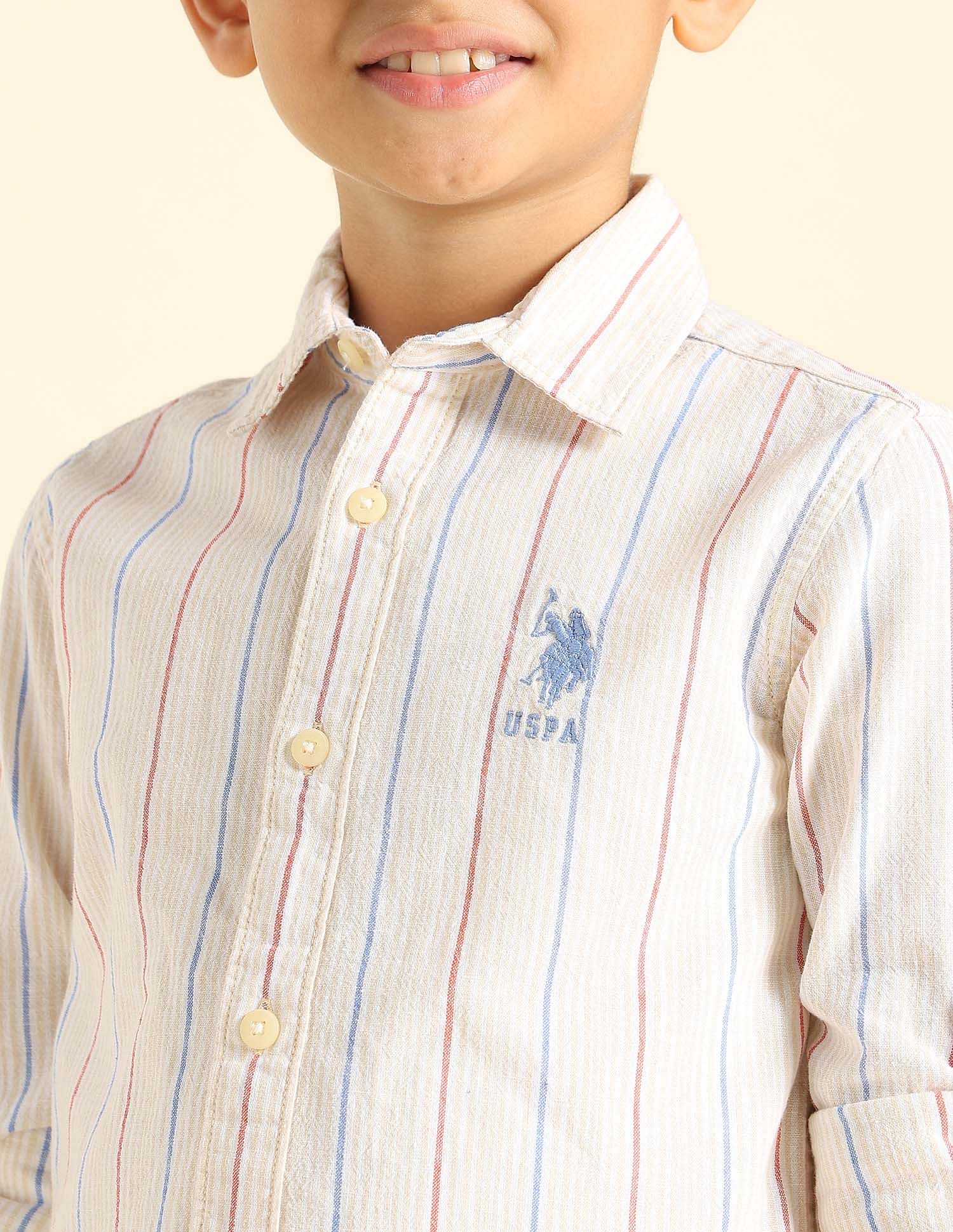 U.S. Polo Assn. Kids Boys Vertical Striped Regular Fit Shirt