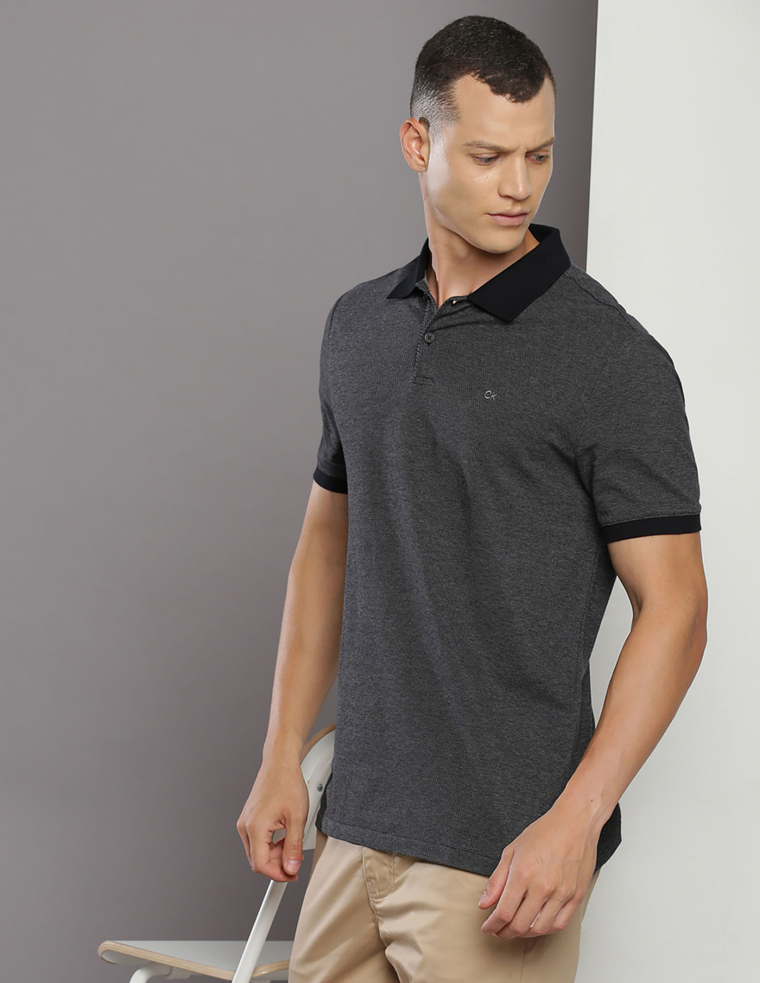 Buy Calvin Klein Heathered Cotton Chunky Polo Shirt - NNNOW.com