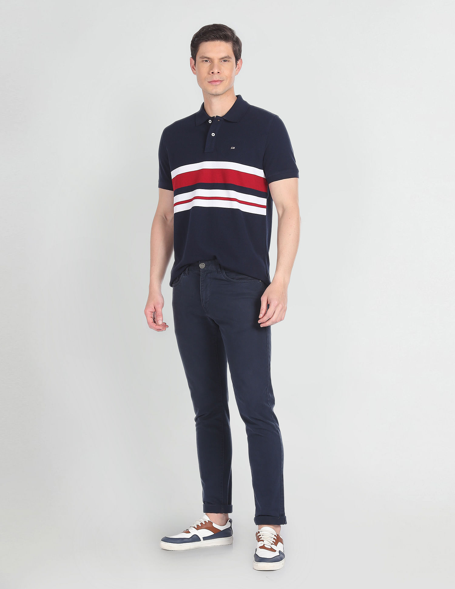 Arrow Sports Compact Cotton Horizontal Stripe Polo Shirt
