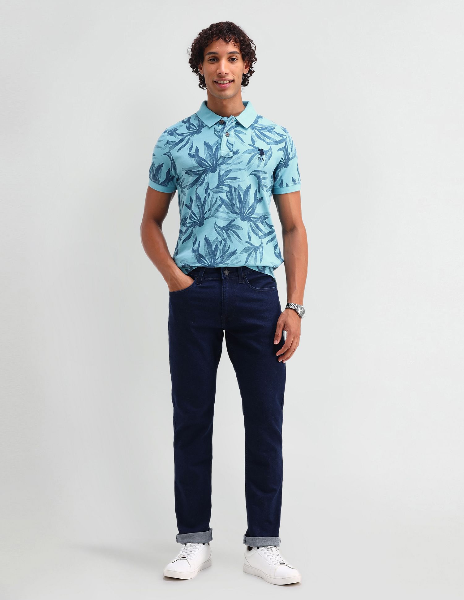 U.S. Polo Assn. Floral Print Cotton Polo Shirt