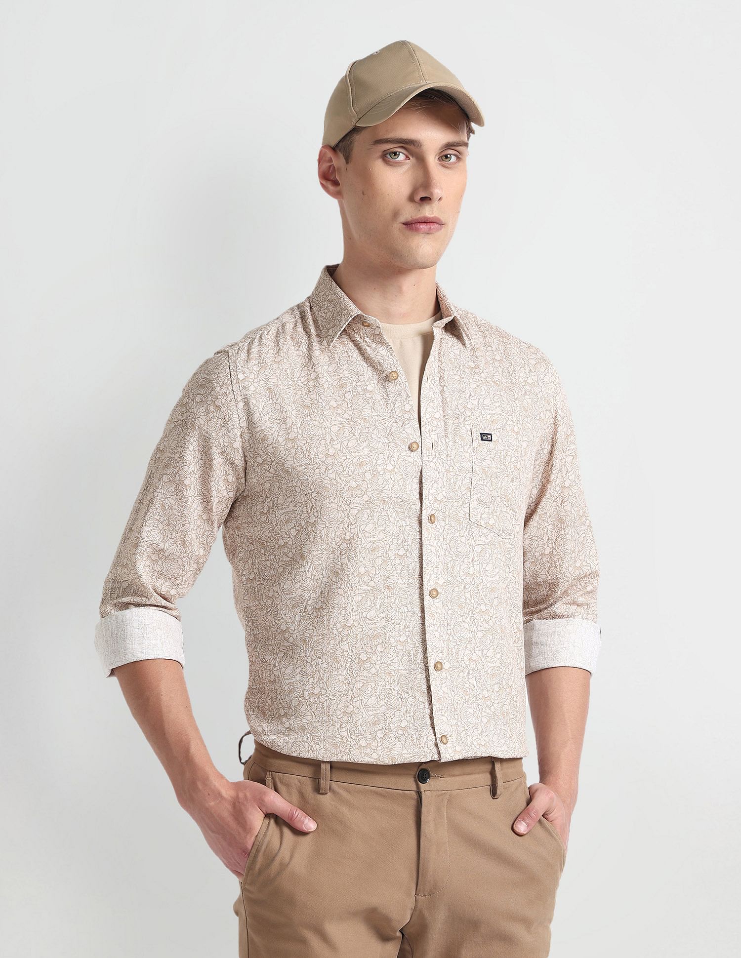 Arrow Sports Pure Cotton Floral Print Shirt