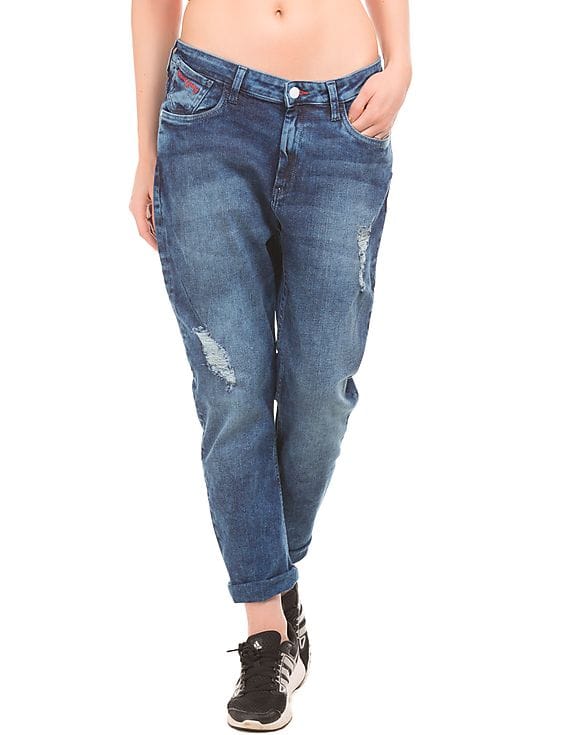 Boyfriend Jeans Low Rise Destroyed Jeans Low Rise Ripped