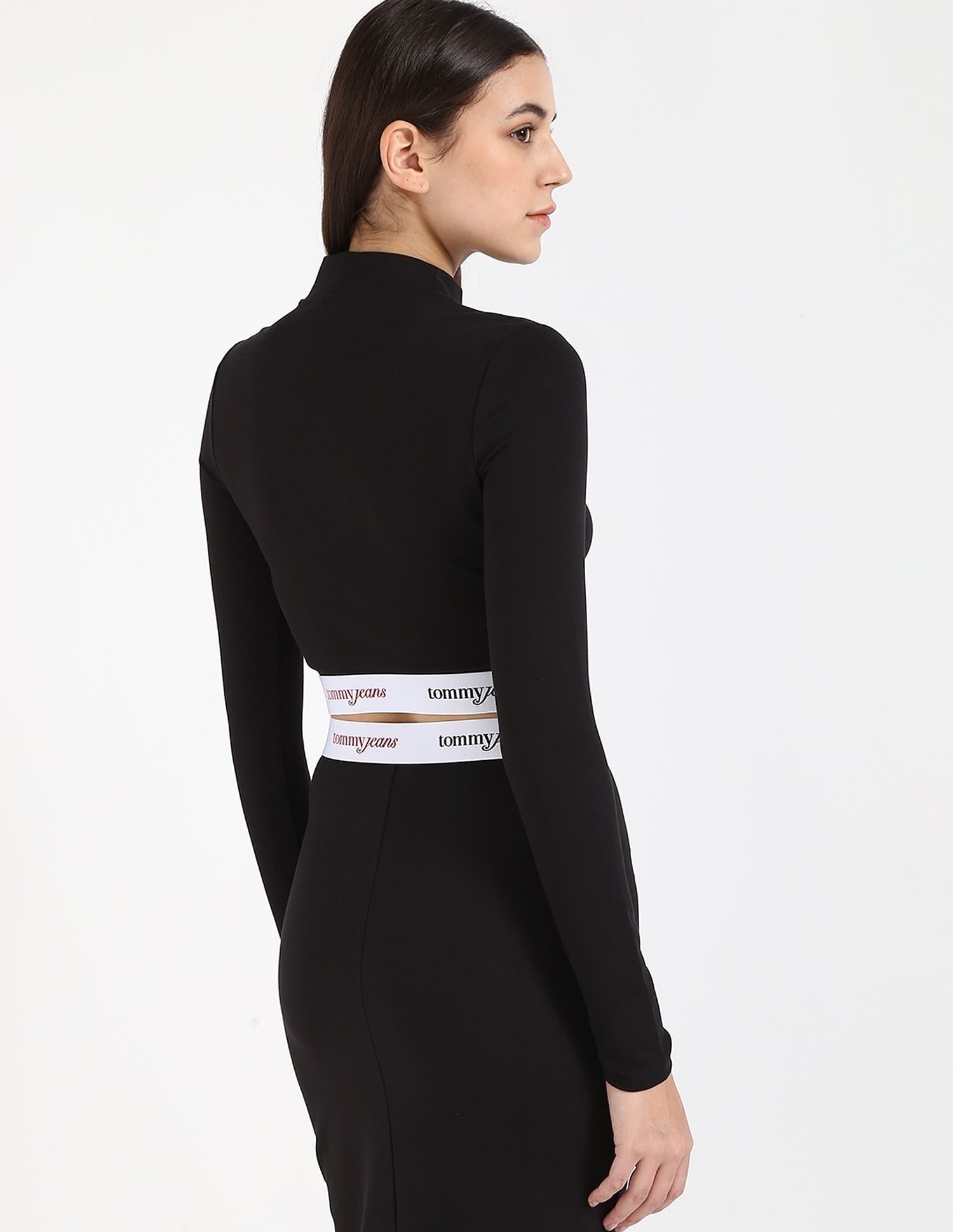 Tommy Hilfiger Regular-Fit Viscose Mock Neck Crop Top