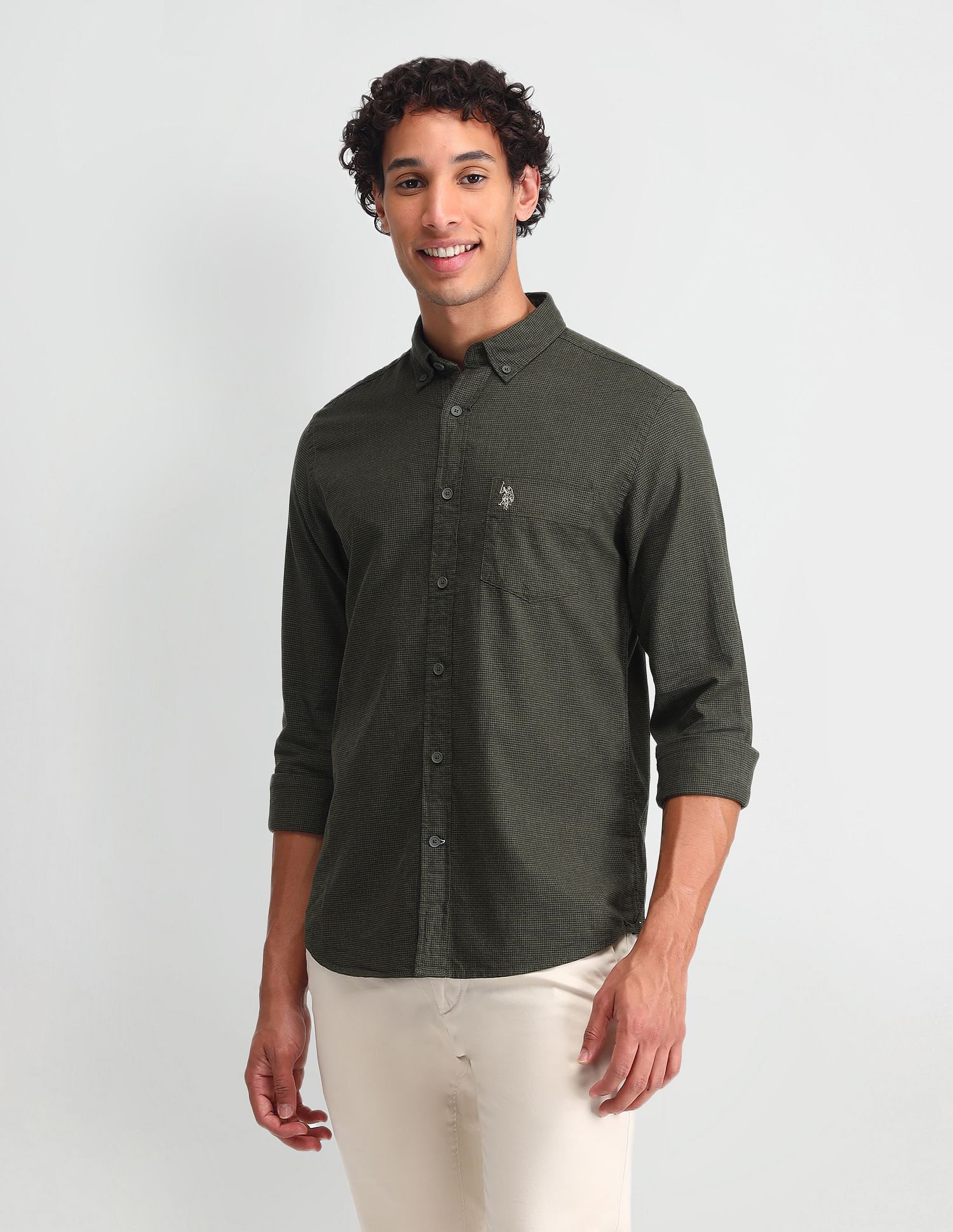 U.S. Polo Assn. Denim Co. Micro Checked Slim Fit Shirt