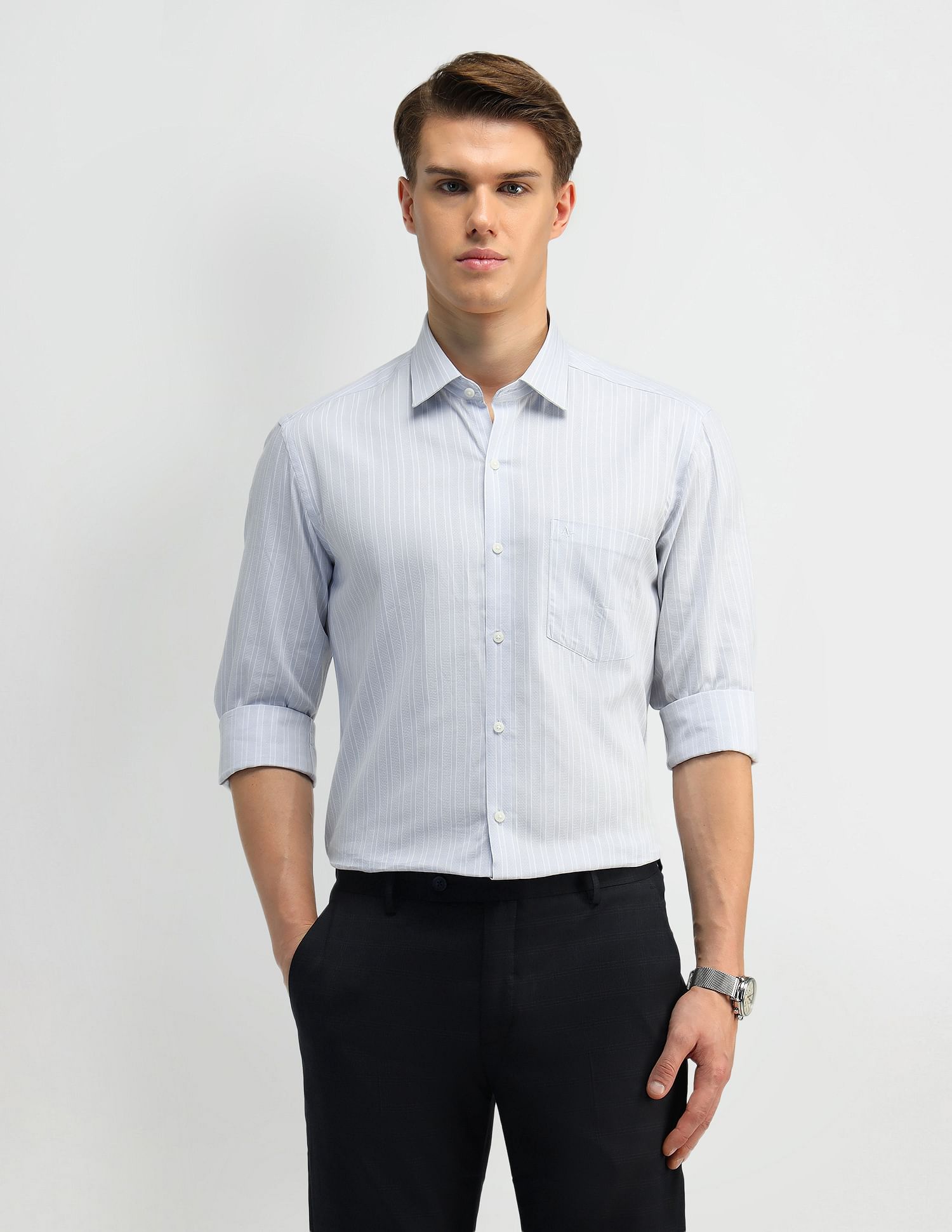 Arrow Vertical Stripe Cotton Shirt