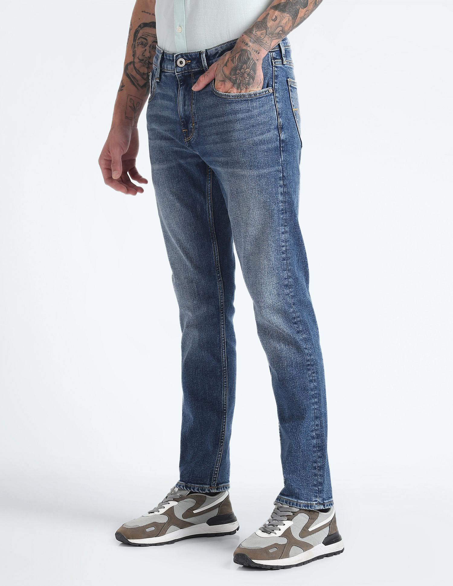 Flying Machine Slim Tapered Fit Stone Wash Jeans