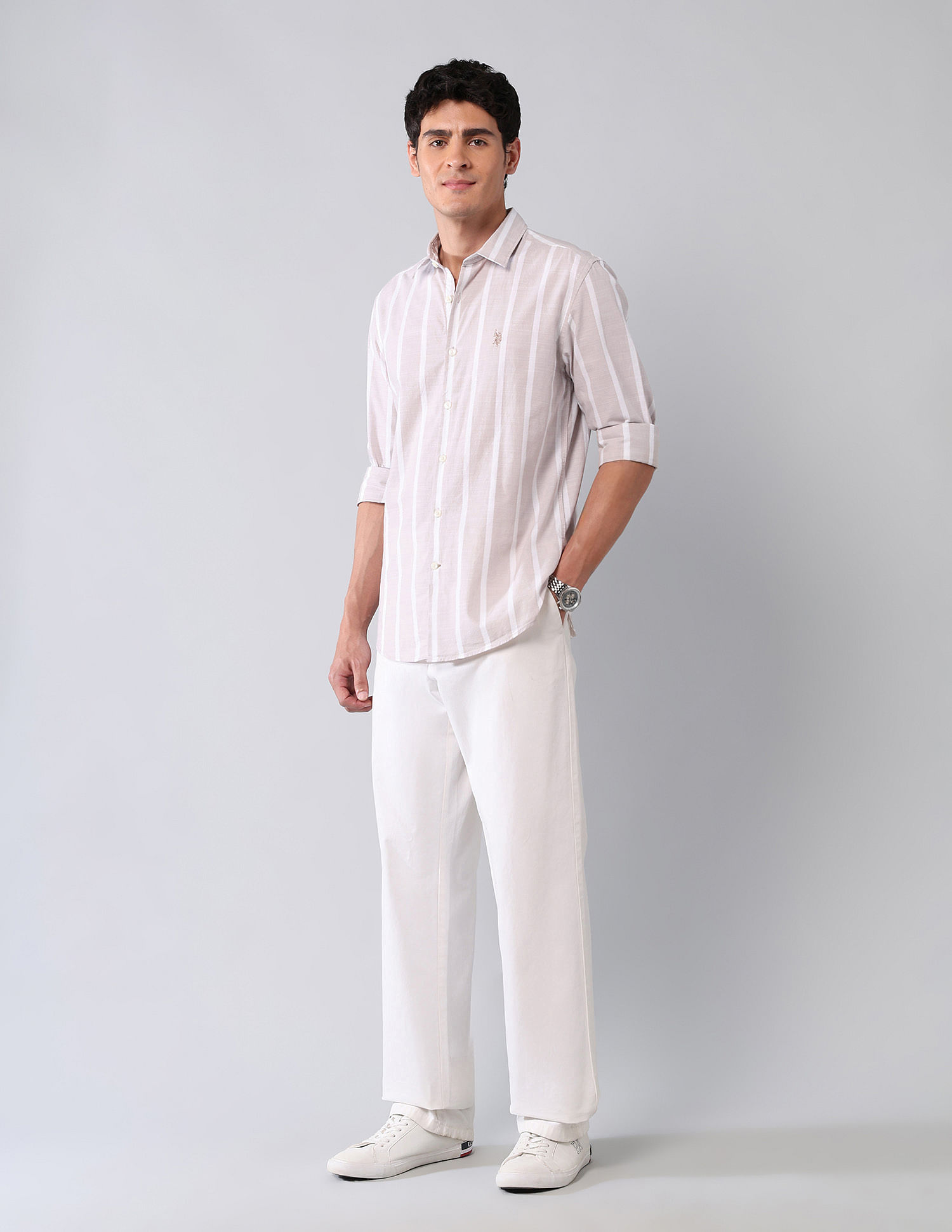 U.S. Polo Assn. Denim Co. Vertical Striped Pure Cotton Shirt