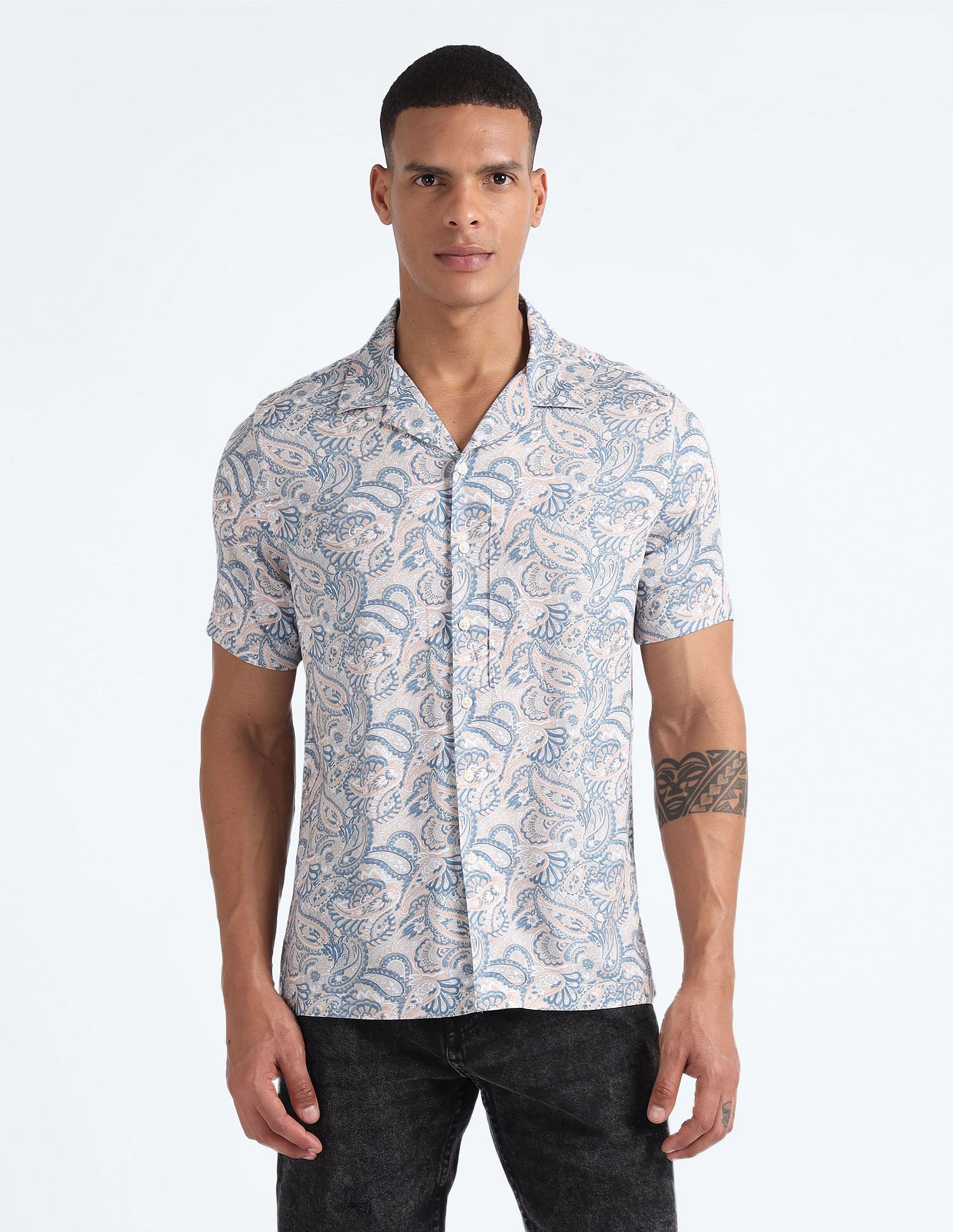 Flying Machine Pure Viscose Paisley Shirt